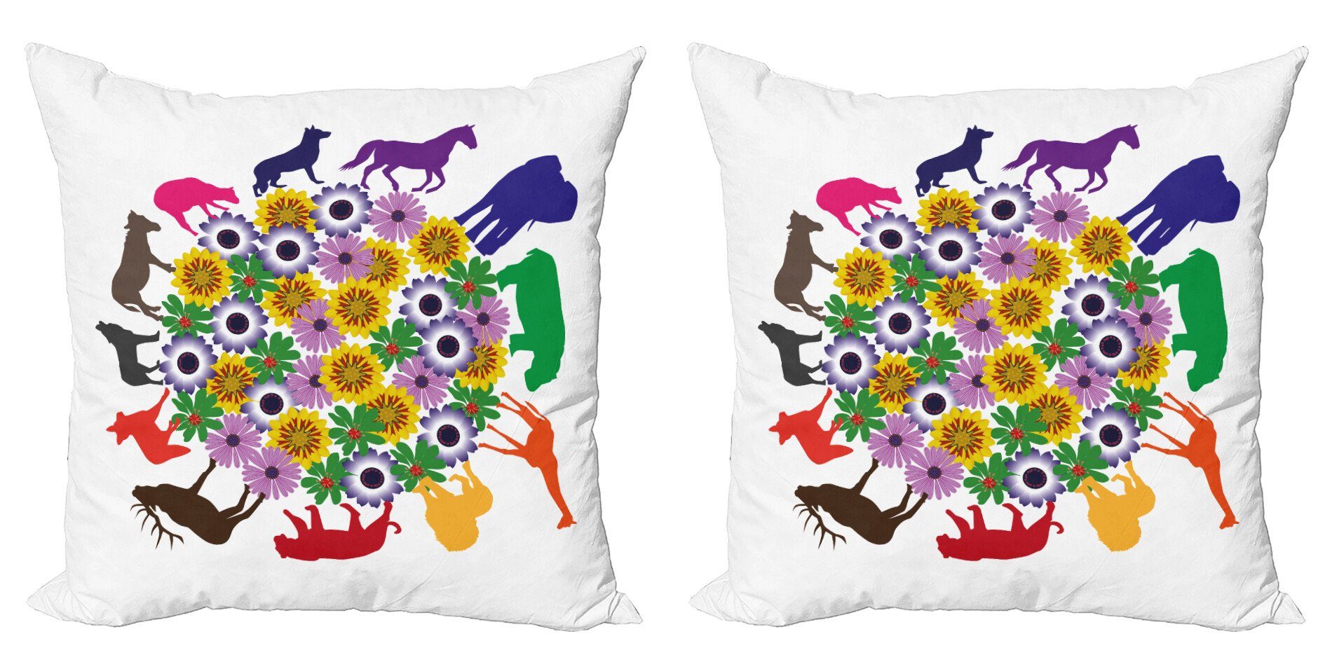 Kissenbezüge Modern Accent Doppelseitiger Abakuhaus Wilde (2 Digitaldruck, Tiere Blumen Stück), Silhouette
