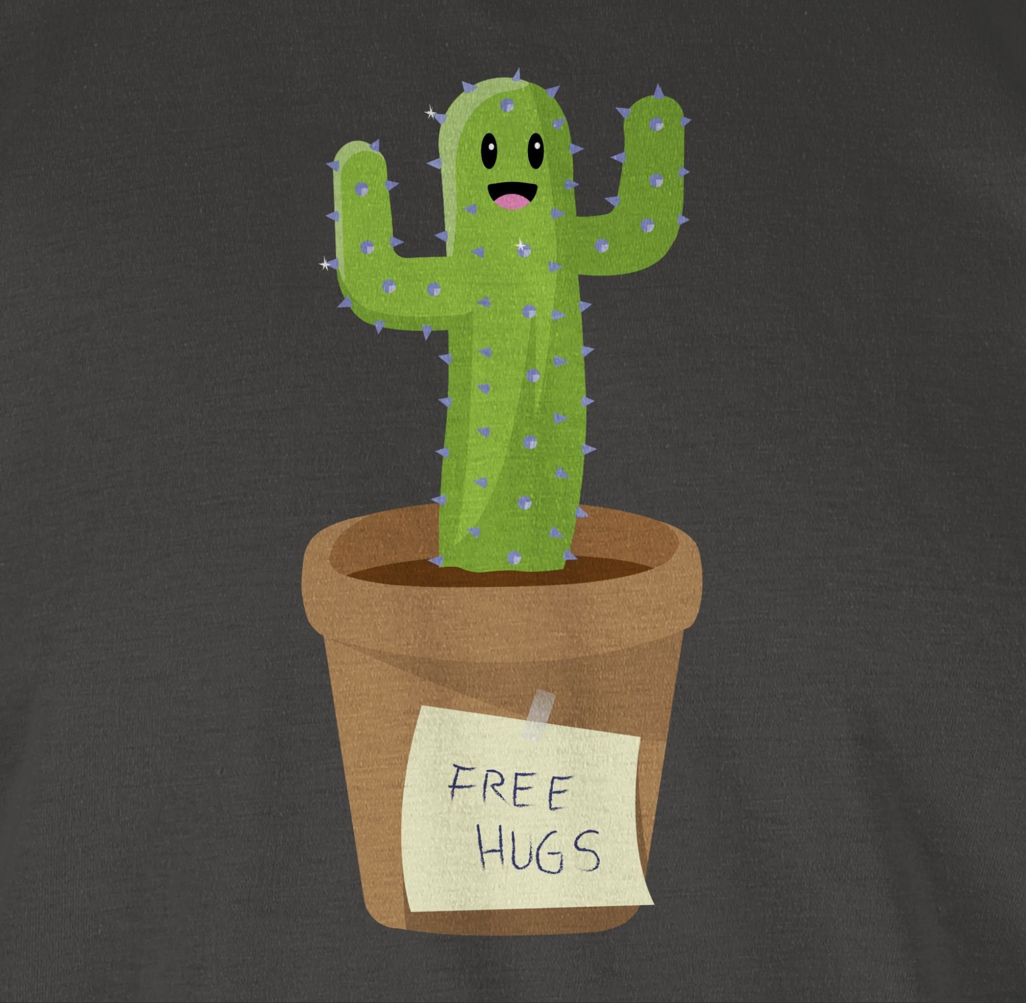 T-Shirt Statement 01 Dunkelgrau Sprüche Free Shirtracer Kaktus Hugs