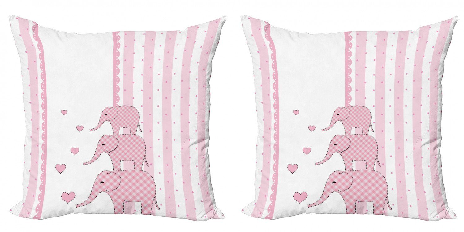 Modern Doppelseitiger Nursery Stück), Elephant Accent rosa Abakuhaus Kissenbezüge (2 Digitaldruck, Tiere