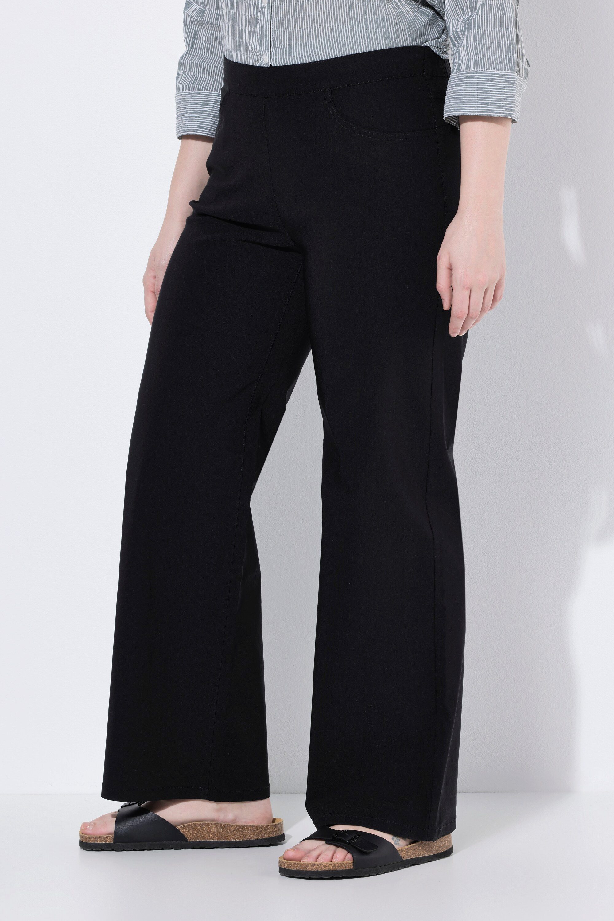 Ulla Popken Funktionshose Bengalinhose Mary weites Bein Elastikbund Stretch