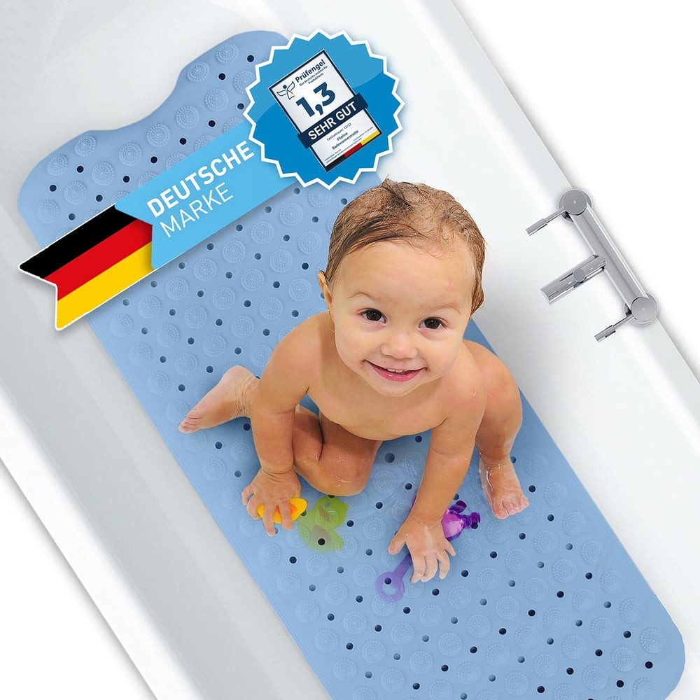 FLIPLINE® Badematte 100x40cm hellblau, 1x Badematte, TPE, sicherer Halt Bad günstig online kaufen