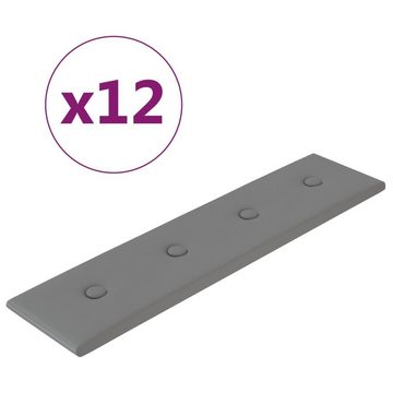 vidaXL Wandpaneel Wandpaneele 12 Stk. Grau 60x15 cm Kunstleder 1,08 m², (12-tlg)