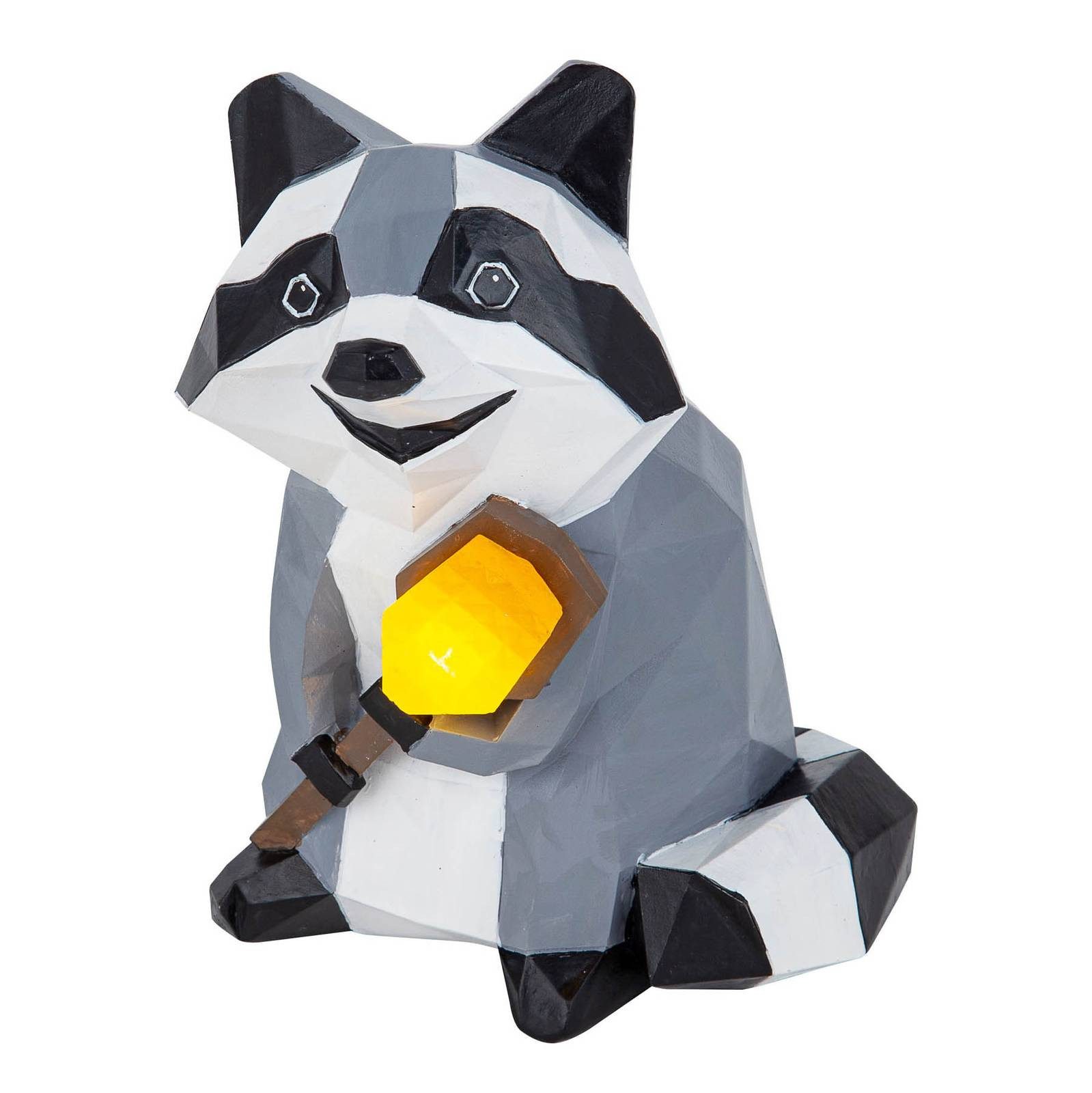 Lindby Dekolicht Racoon, LED-Leuchtmittel fest verbaut, Polyresin, Kunststoff, Schwarz, weiß, braun, grau, 1 flammig, inkl.