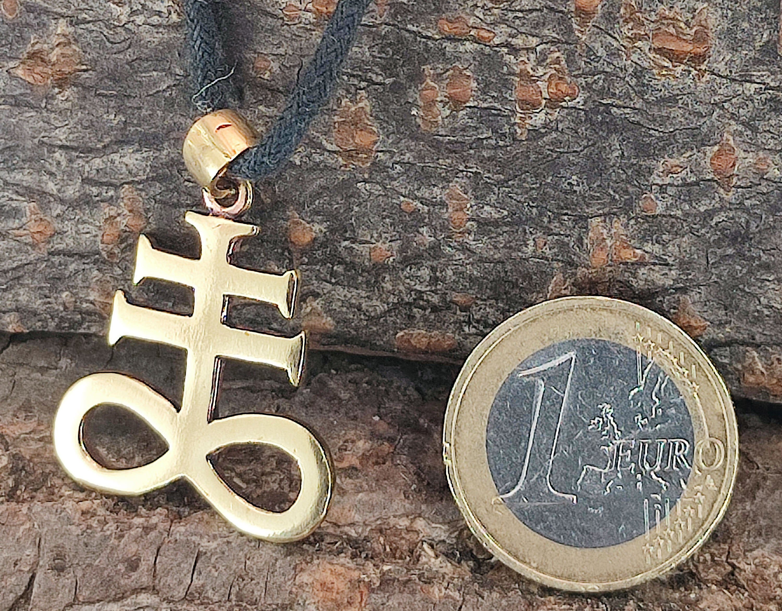 Anhänger Kiss Leviathan Symbol Schwefel of Kettenanhänger Kreuz Nr. Satanskreuz Bronze 165 Leather