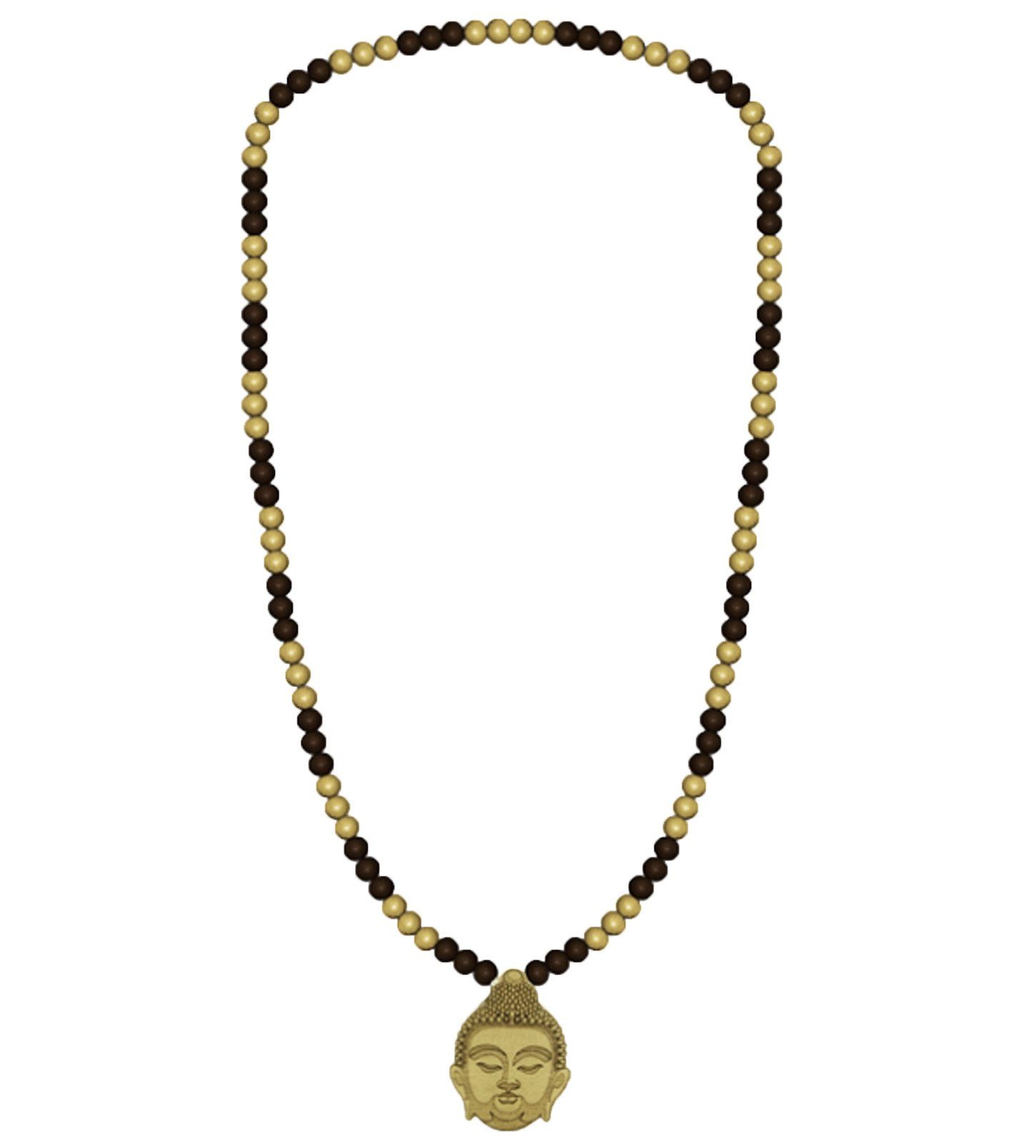 WOOD FELLAS Halsband WOOD FELLAS Holz-Kette modischer Hals-Schmuck mit Holz-Anhänger Thai Buddha Necklace Braun