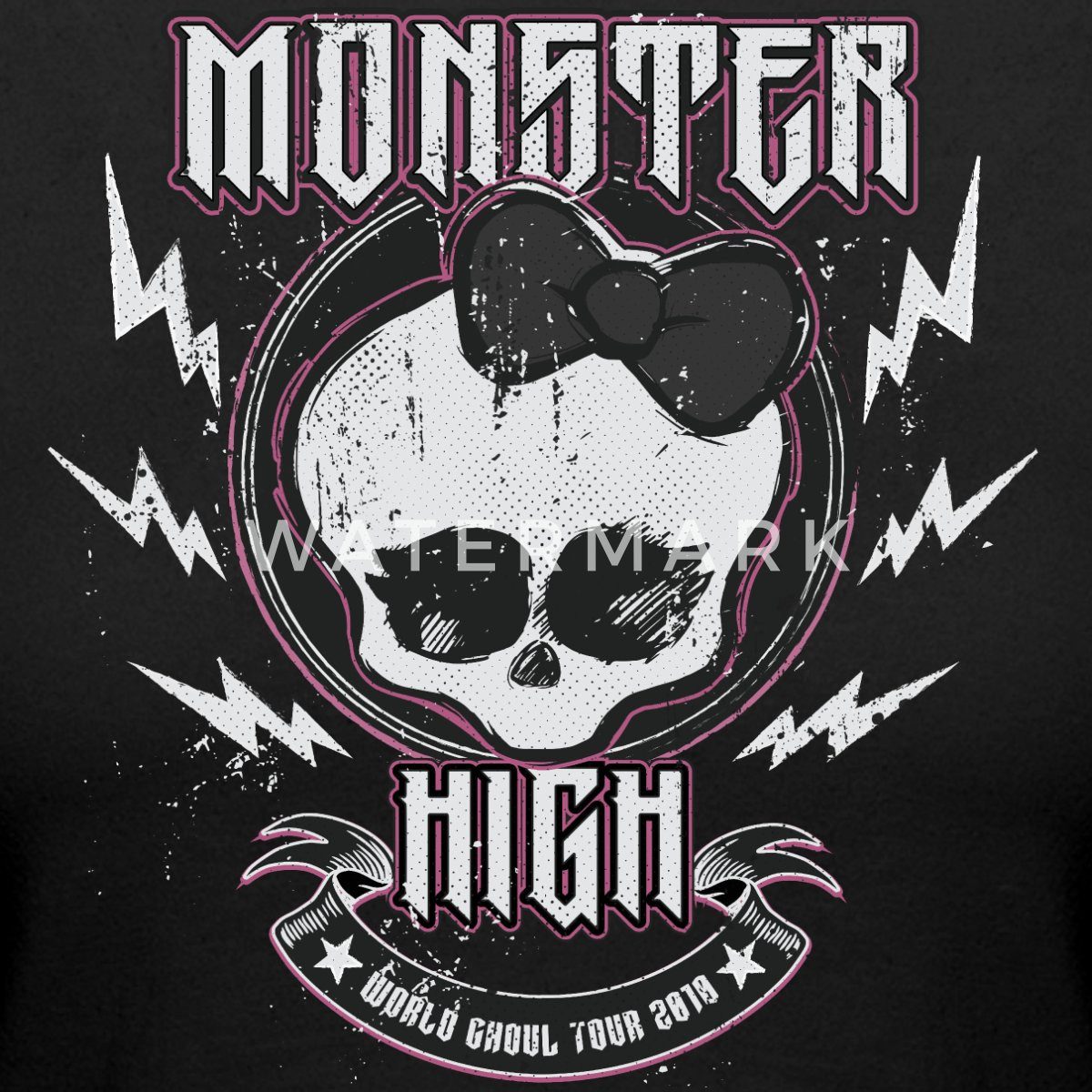 Spreadshirt T-Shirt Monster High™ World Ghoul Tour Totenkopf-Design Crop Top (1-tlg)