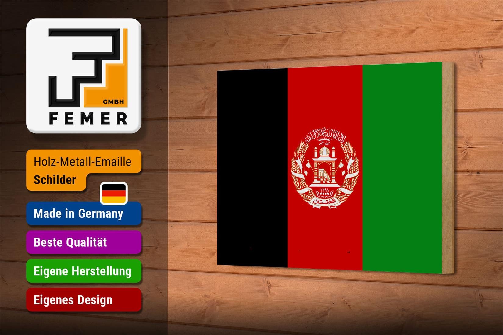 Femer GmbH Holzbild Flagge Afghanistans 18x12cm Flag of Afghanistan, Flaggen (1 St), Glatte Holzfaserplatte (MDF), vorn beschichtet