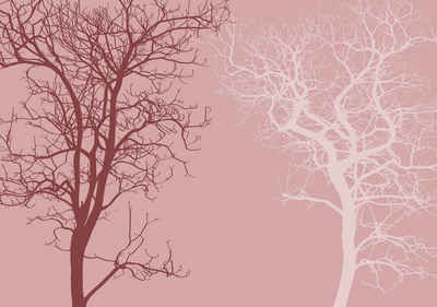 wandmotiv24 Fototapete Baum Silhouetten, strukturiert, Wandtapete, Motivtapete, matt, Vinyltapete, selbstklebend
