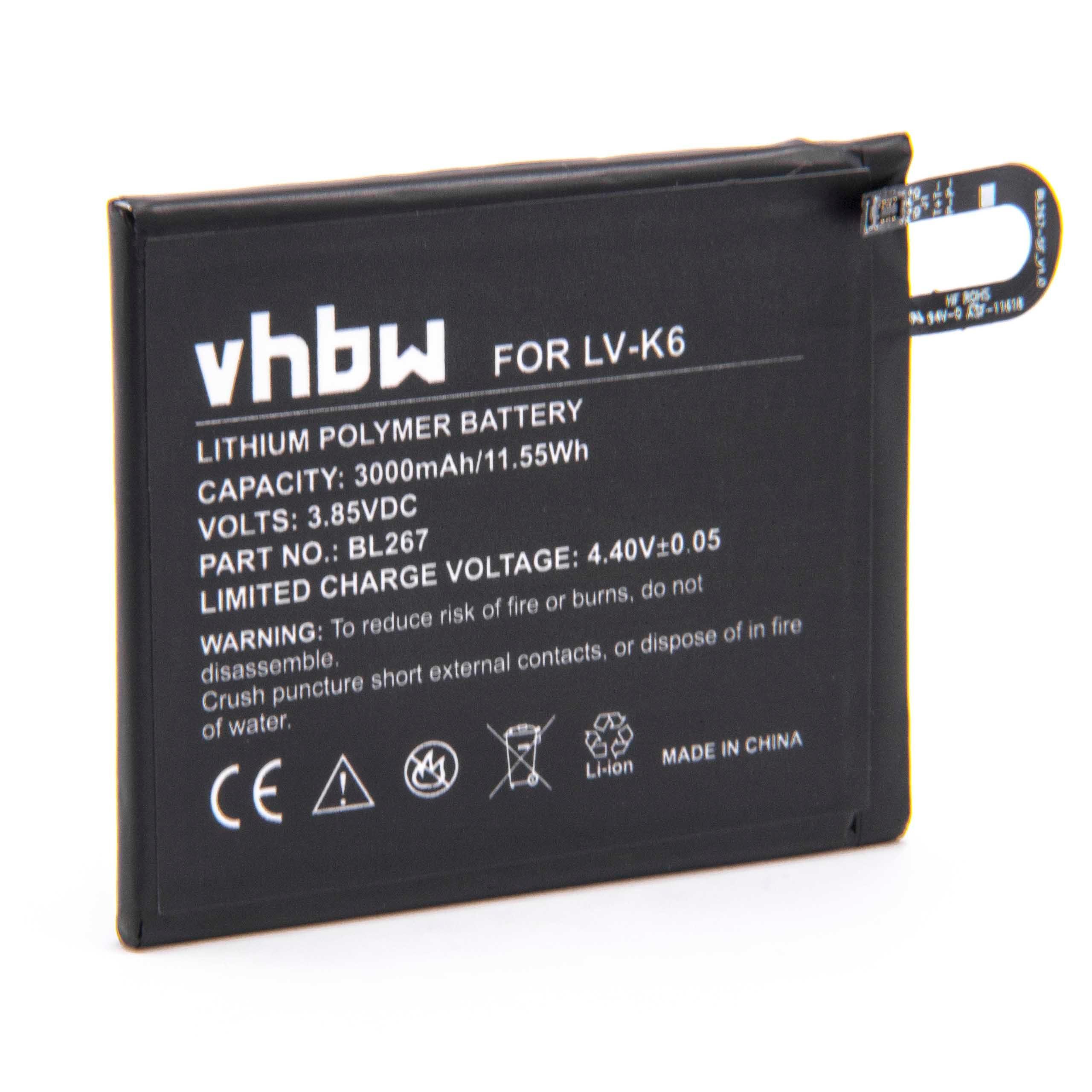 vhbw kompatibel mit Lenovo Vibe K6 Smartphone-Akku Li-Polymer 3000 mAh (3,85 V)