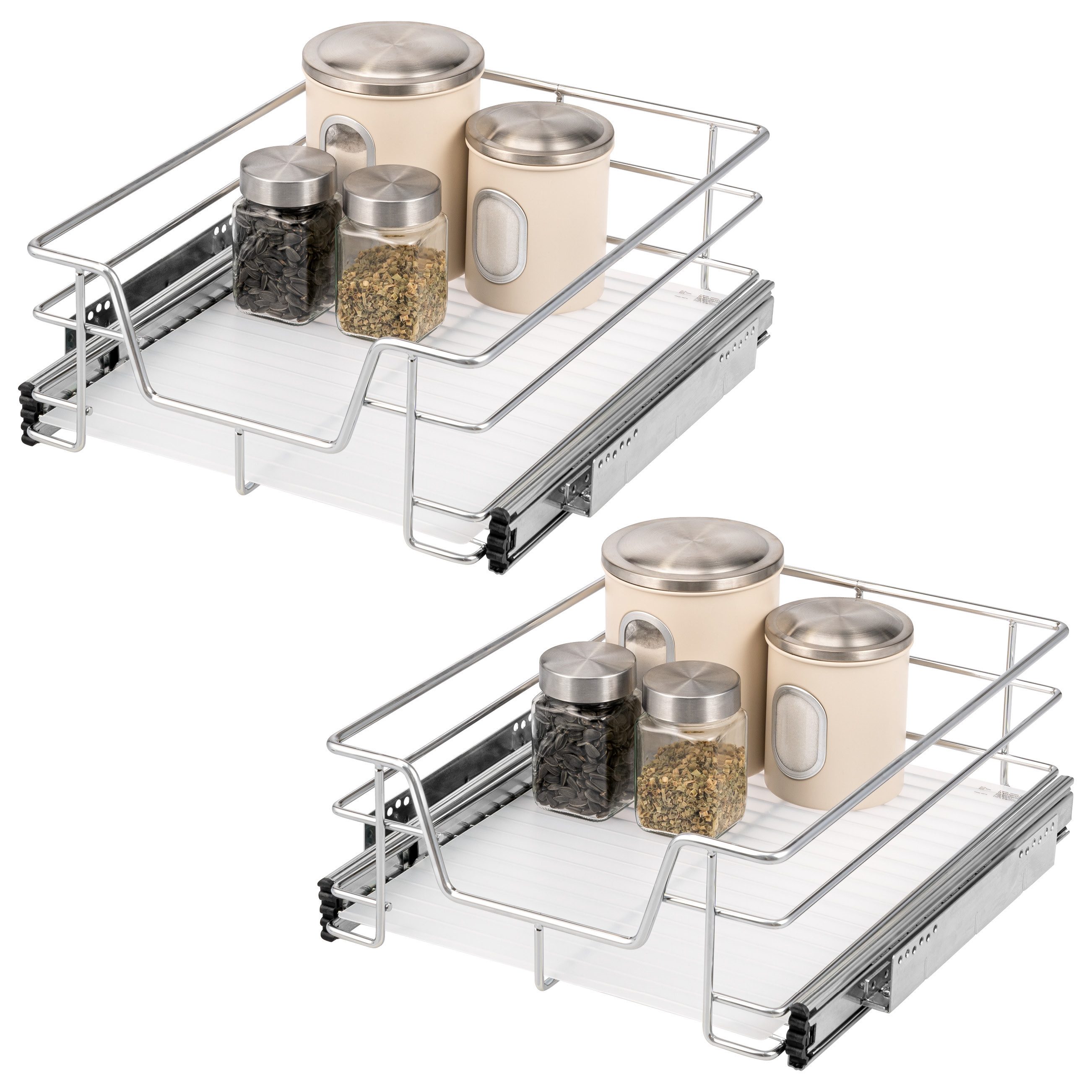 bremermann Teleskopauszug 2er Set - 45 cm mit Einlegeboden, aus Metall (Chrom)