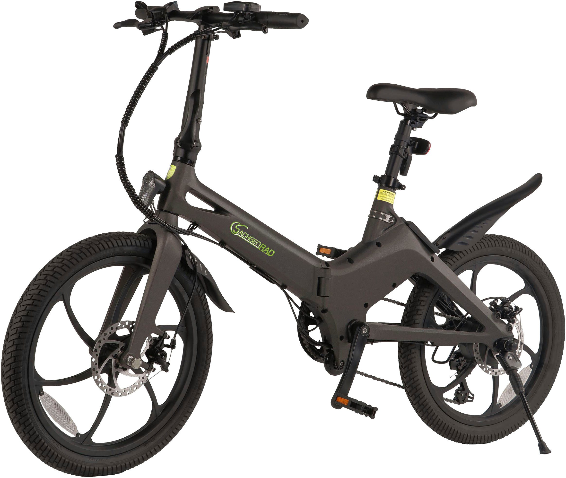 SachsenRAD E-Bike Faltrad F11 MagPuma mit Transporttasche, 6 Gang Shimano, Kettenschaltung, Heckmotor, 281 Wh