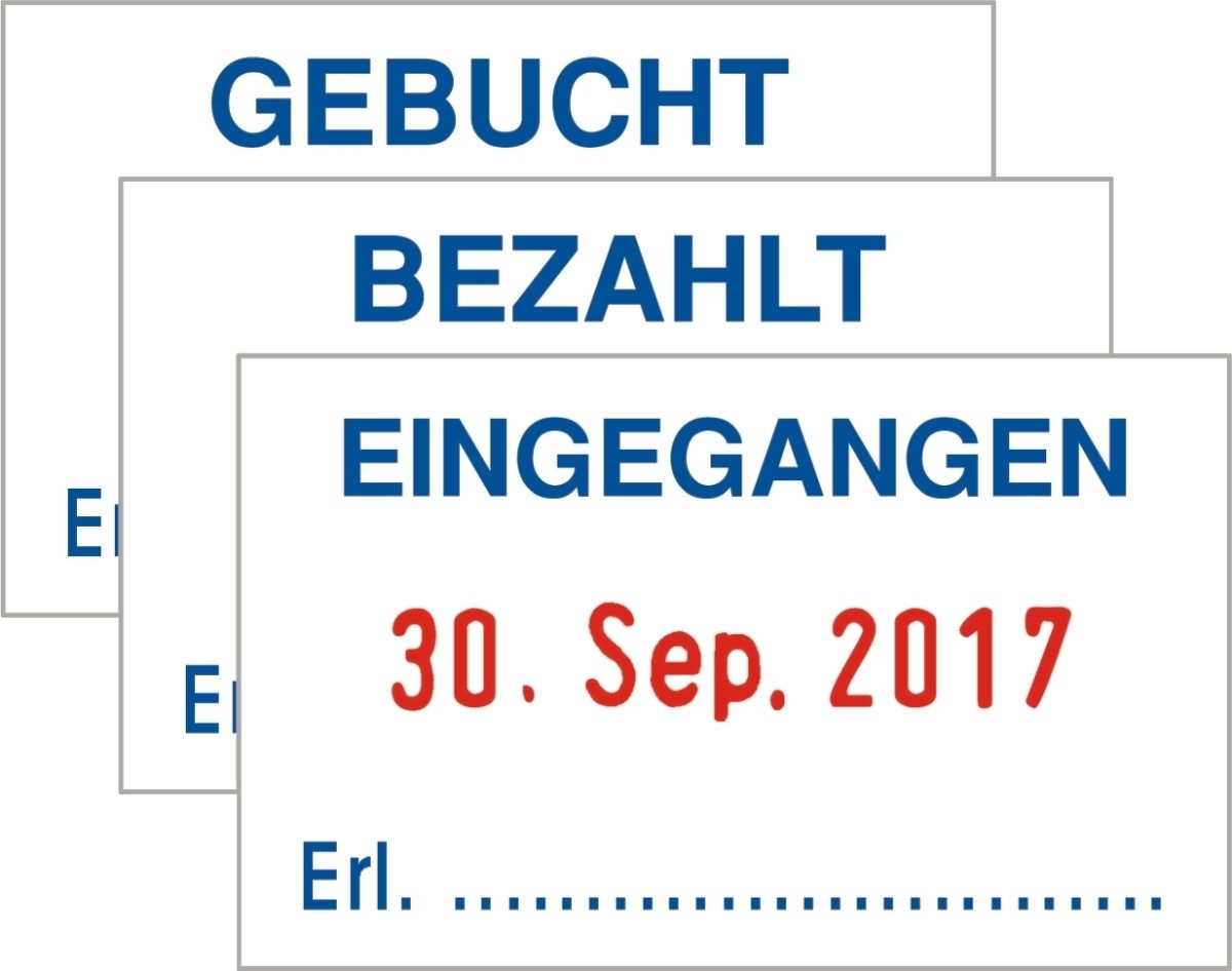 TRODAT Stempel Eingangsstempel selbstfärbend 3 Texte 2-farbiger Druck