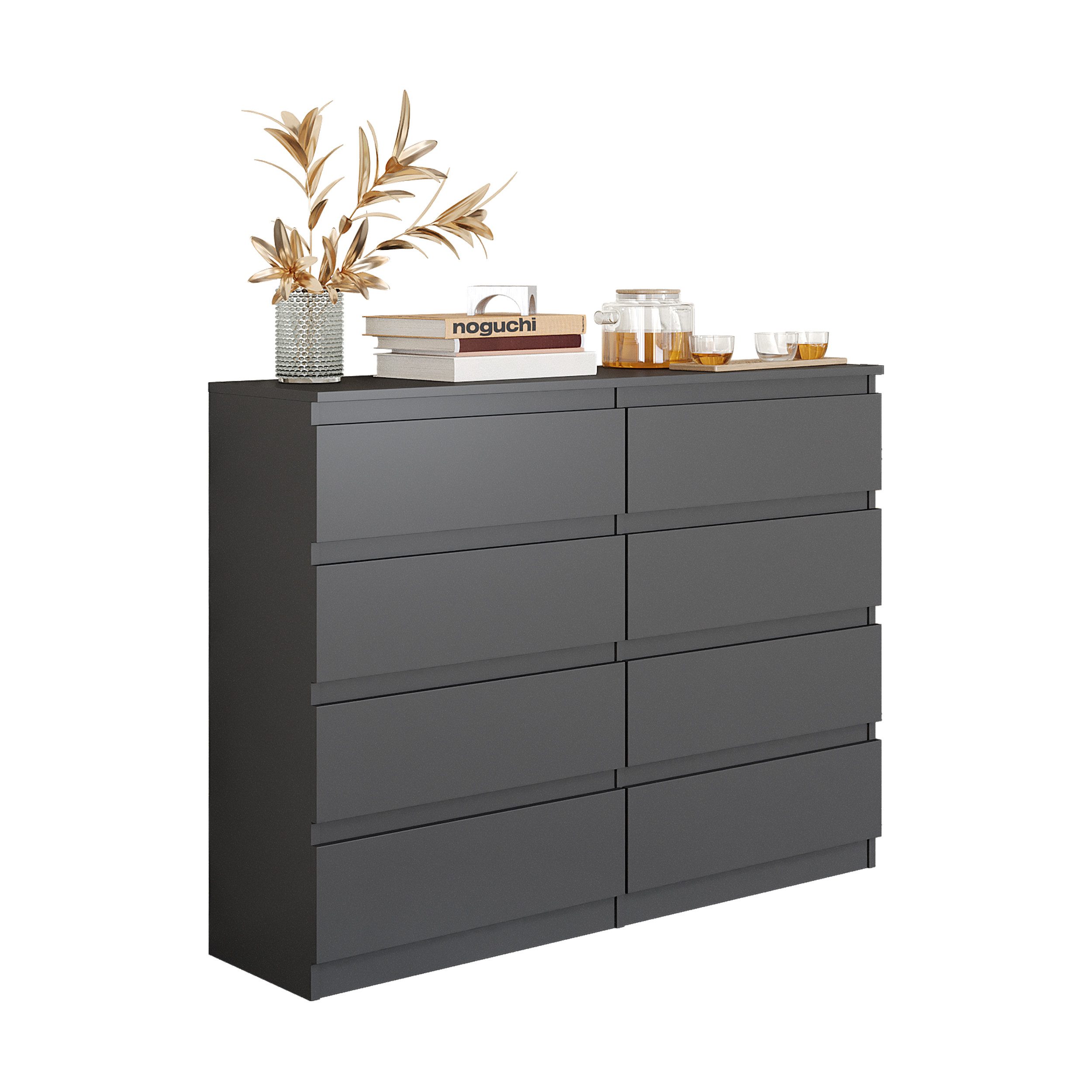 Furnica Kommode Highboard, 8 Schubladen, Sideboard, Breite 120cm Höhe 92cm