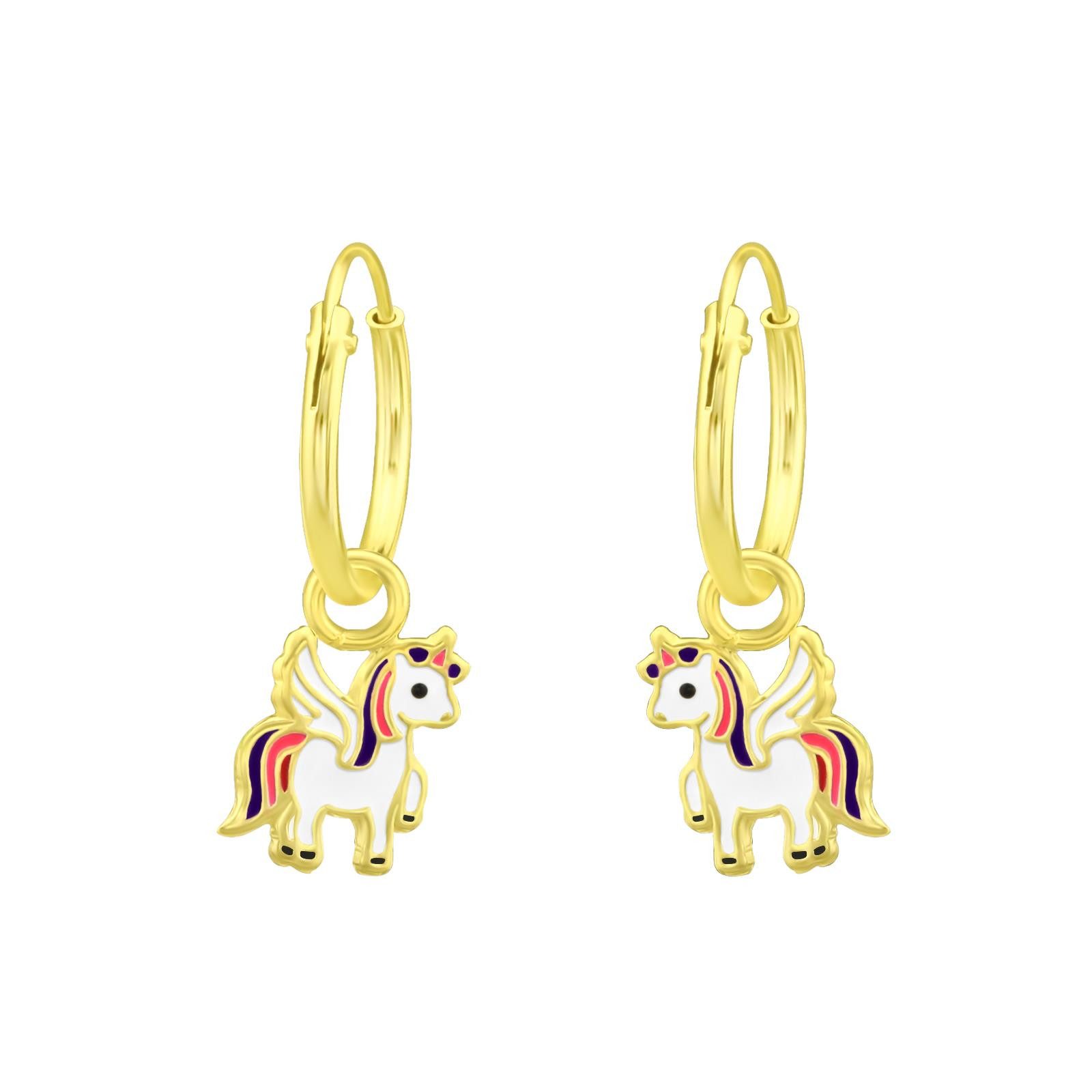 Ohrring-Set Einhorn Kinder Creolen Ohrringe 925 Silber Ohrstecker