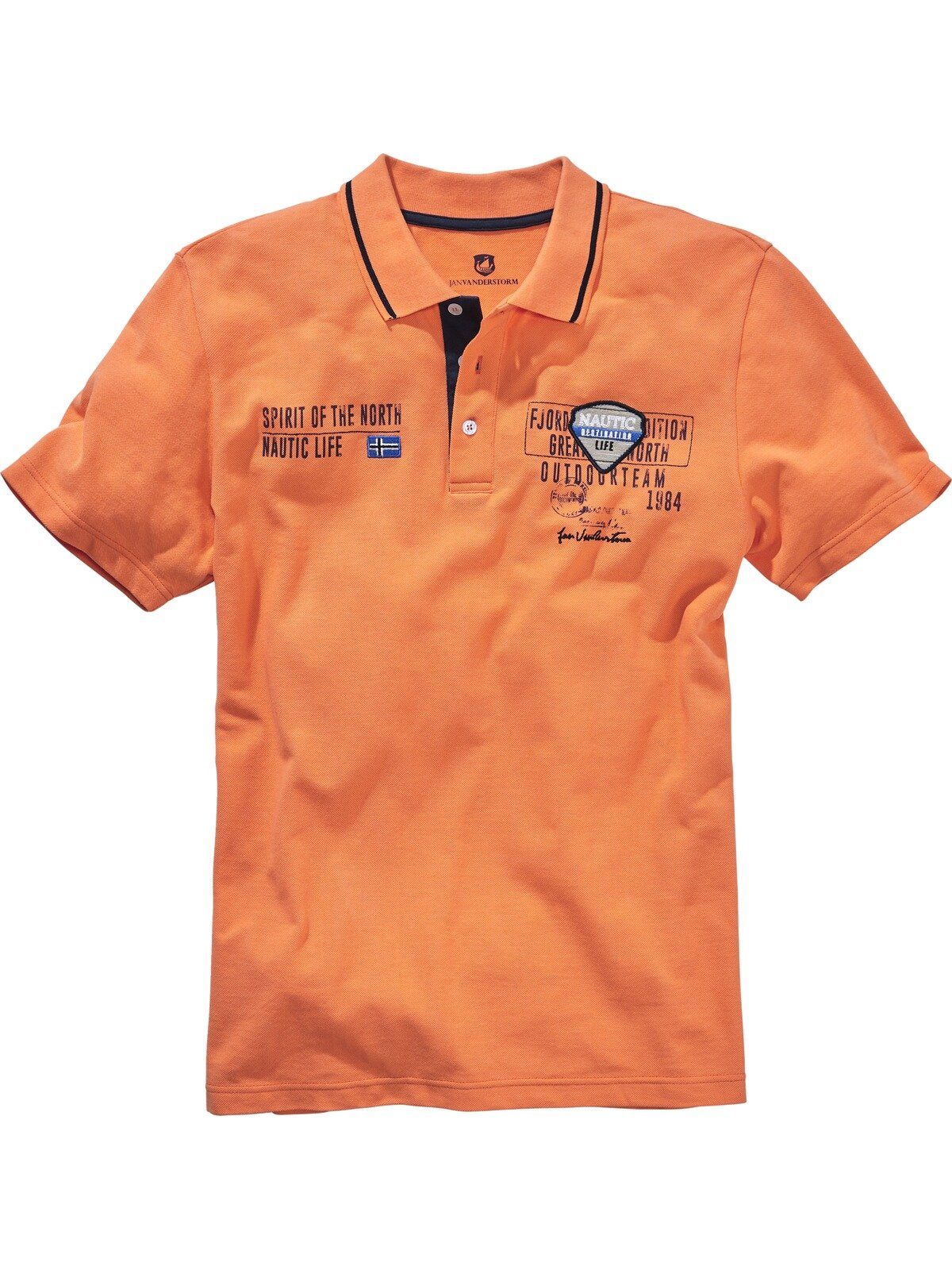 orange Poloshirt Vanderstorm detailreiches Poloshirt HALLFRED Jan