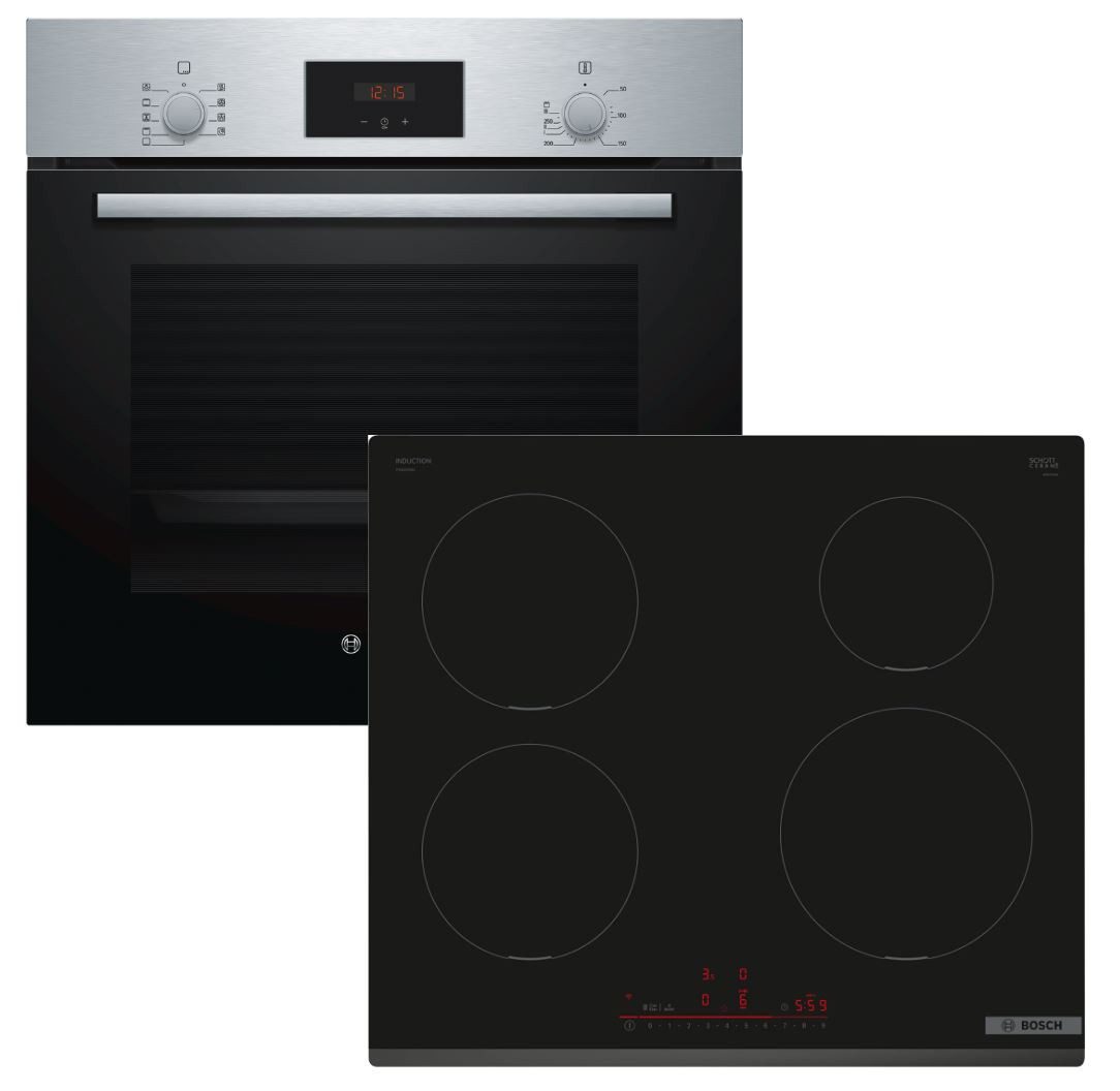 BOSCH Backofen-Set Schnellaufheizung + Induktionskochfeld PowerBoost autark 60 cm