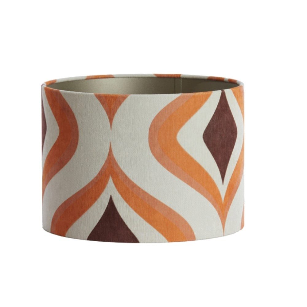 Dirk Davids Leuchten GmbH Lampenschirm Lampenschirm Zylinder in Velours Retro Orange Braun 20-20-15cm, Retro Design, warmes Licht