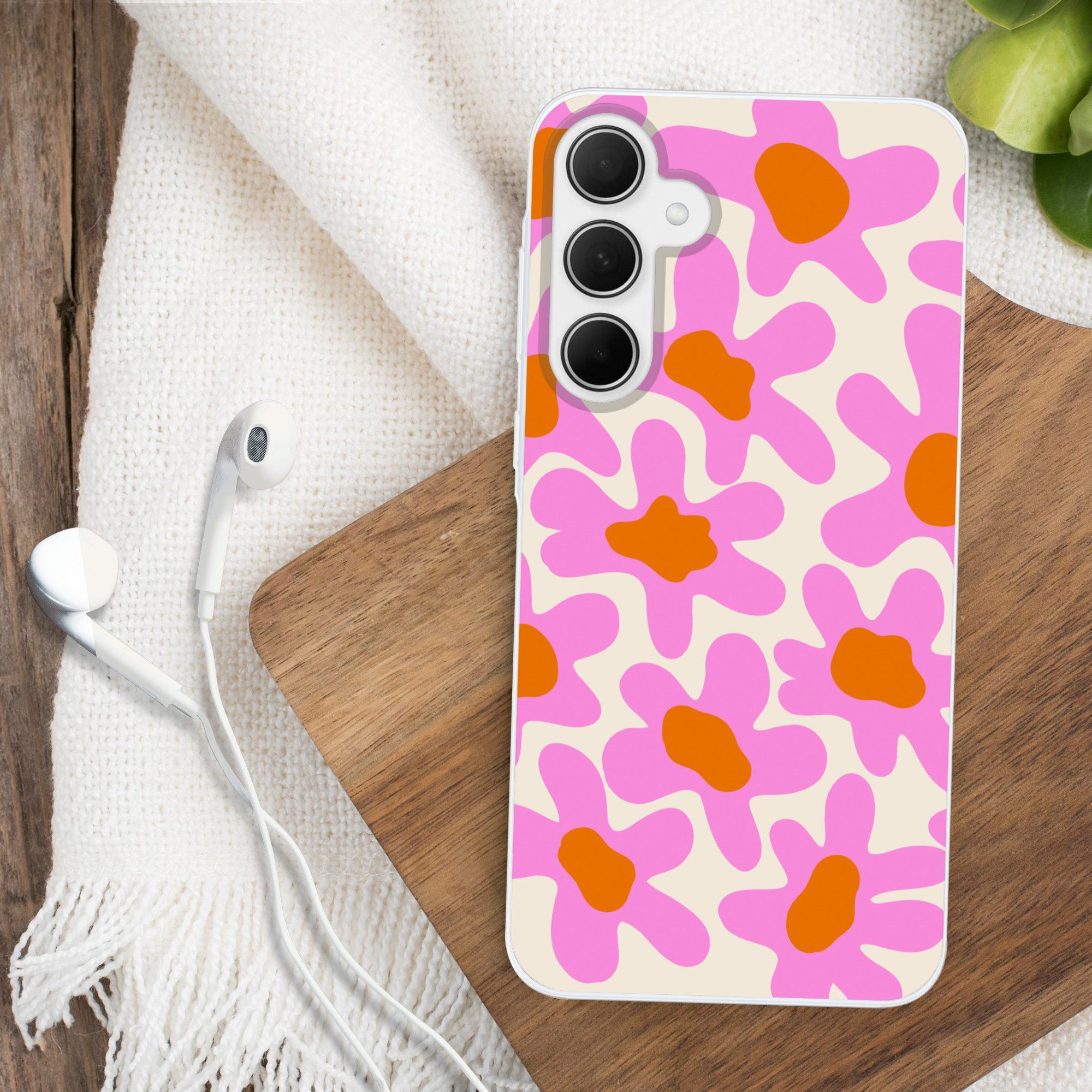MuchoWow Handyhülle für Samsung Galaxy A35 5G Blume - Rosa - Muster, Smartphone-Bumper, Print, Handy Schutzhülle Dünn