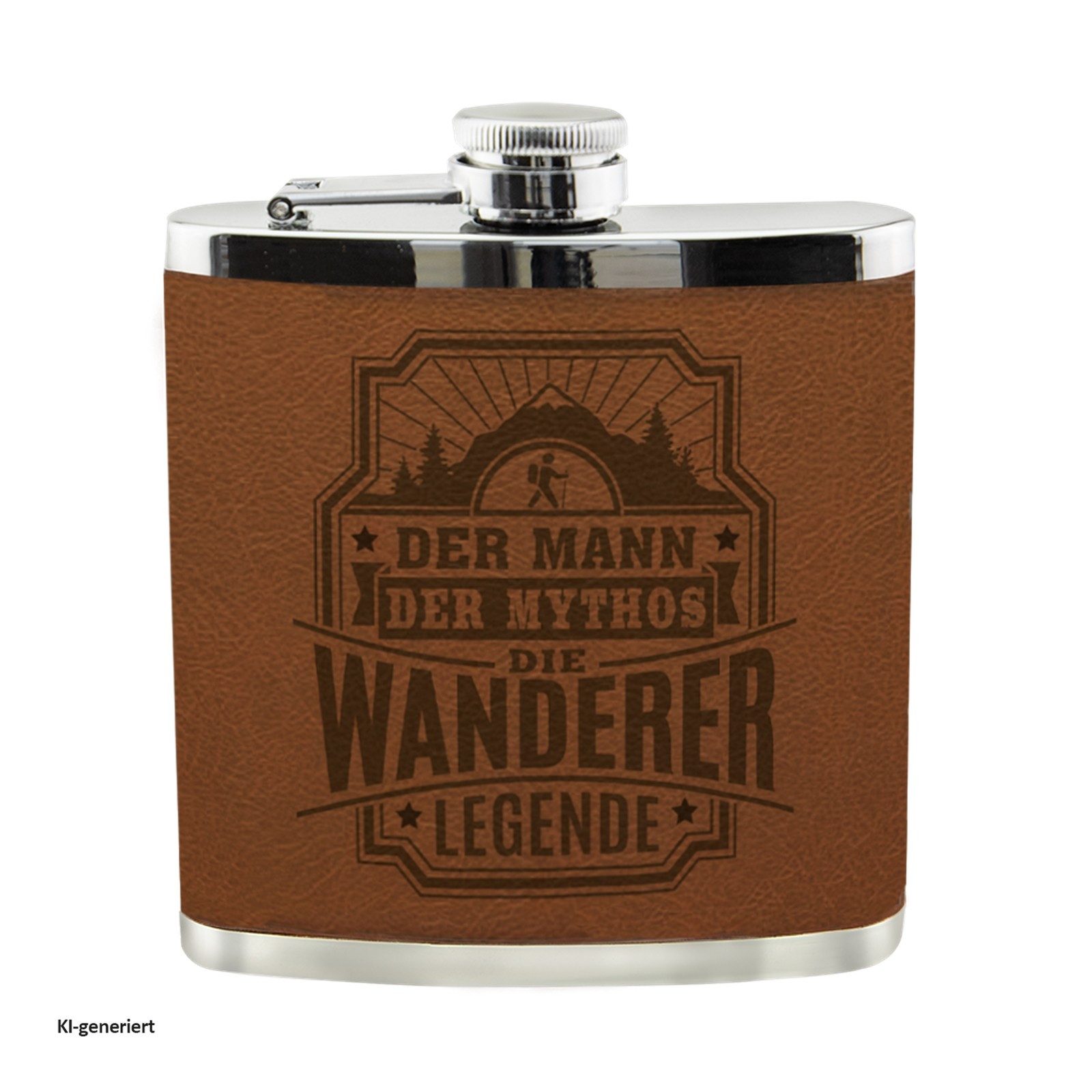 HTI-Living Flachmann Echter Kerl Flachmann Wanderer, Männer Trinkflasche mit Kunstleder