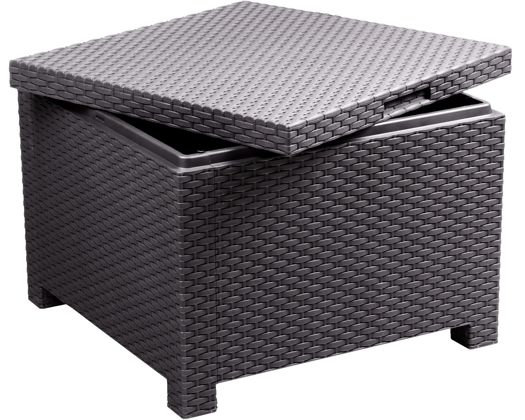 ONDIS24 Beistelltisch Gartentisch Artemide, Loungetisch mit Aufbewahrungsbox, mit Staufach, 59 x 59 x45 (H) cm, witterungs- und uvbeständig