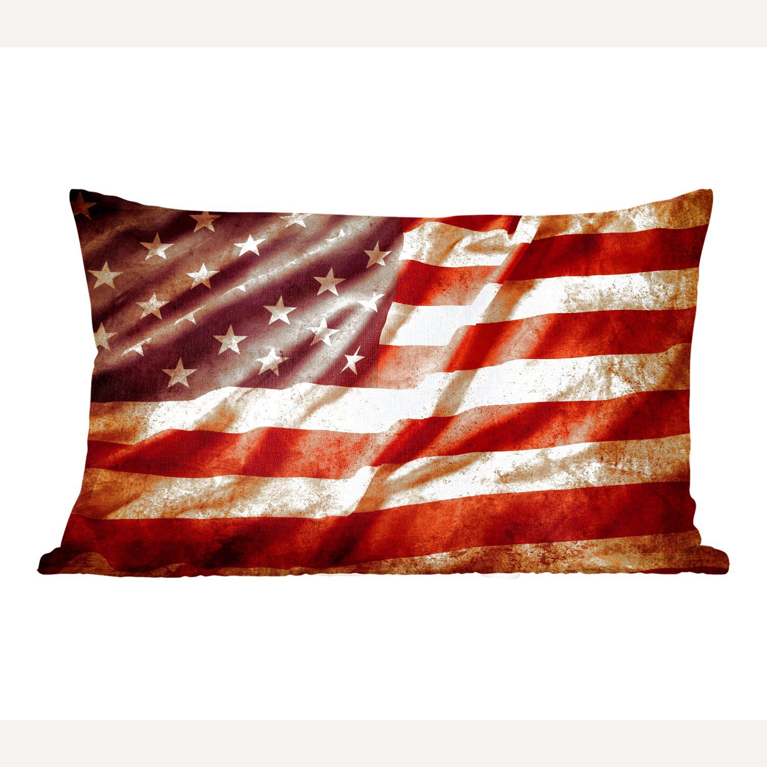 MuchoWow Dekokissen Flagge - Vintage - Licht - Amerika, Wohzimmer Dekoration, Zierkissen, Dekokissen mit Füllung, Schlafzimmer