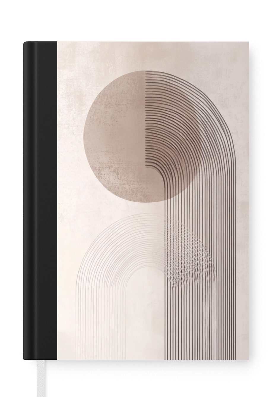 MuchoWow Notizbuch Minimalistisch - Kreis - Hellgrau, Notebook, Notizblock a5, Tagebuch, Journal Liniert