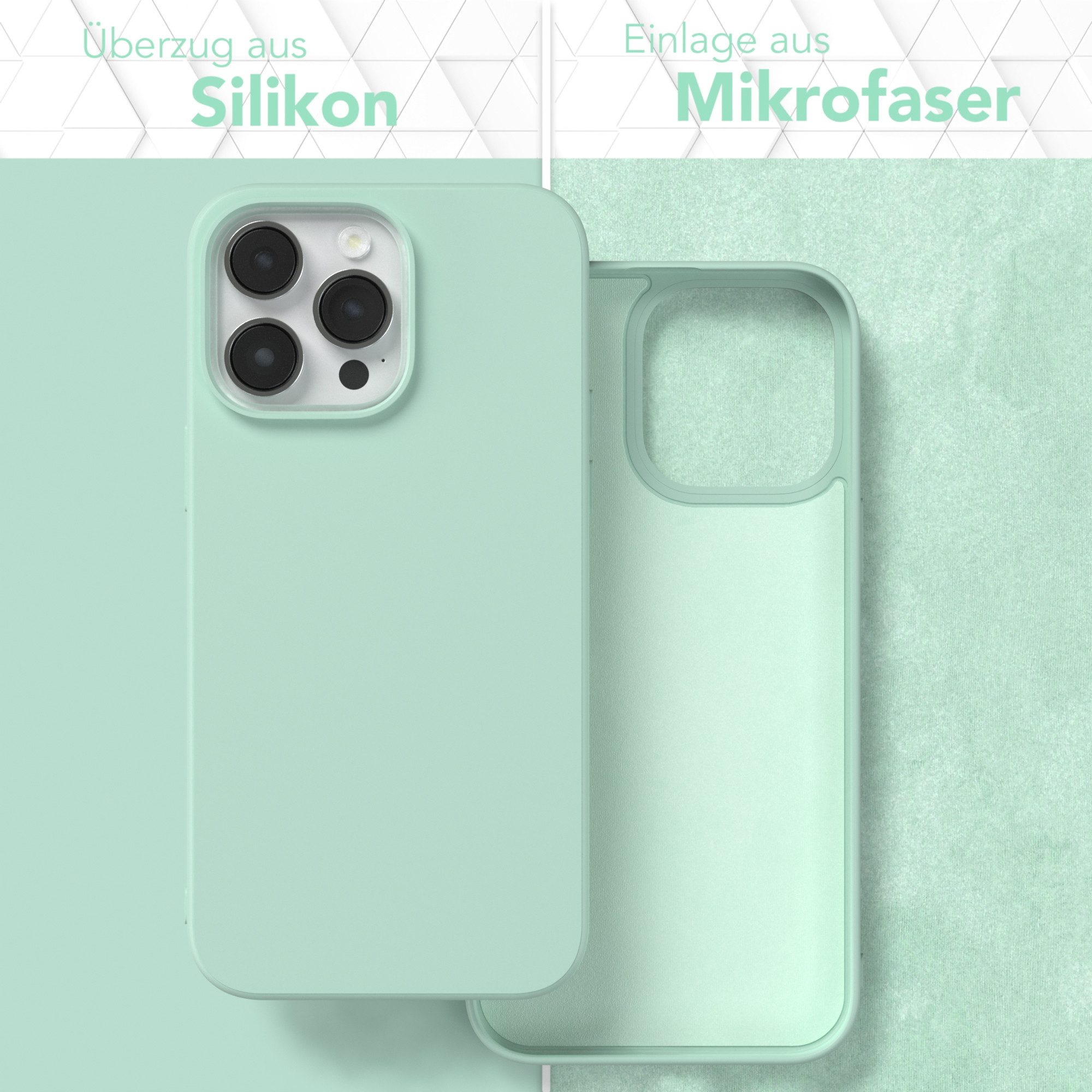 EAZY CASE Handyhülle für Apple iPhone 14 Pro Max Hülle Silikon 6,7 Zoll, Hülle Silikon kratzfest Smart Slimcover Bumper Case Etui Mint Grün