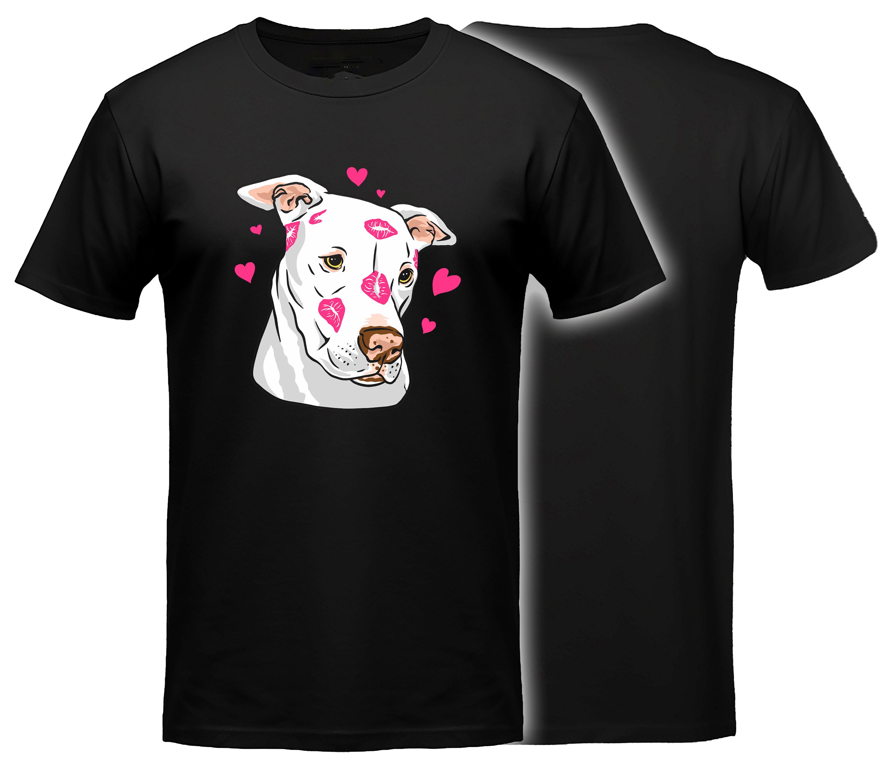 MyDesign24 T-Shirt Hunde print Shirt Hundekopf mit Herz Hunde T-Shirt schwarz kurzarm Regular Fit i229