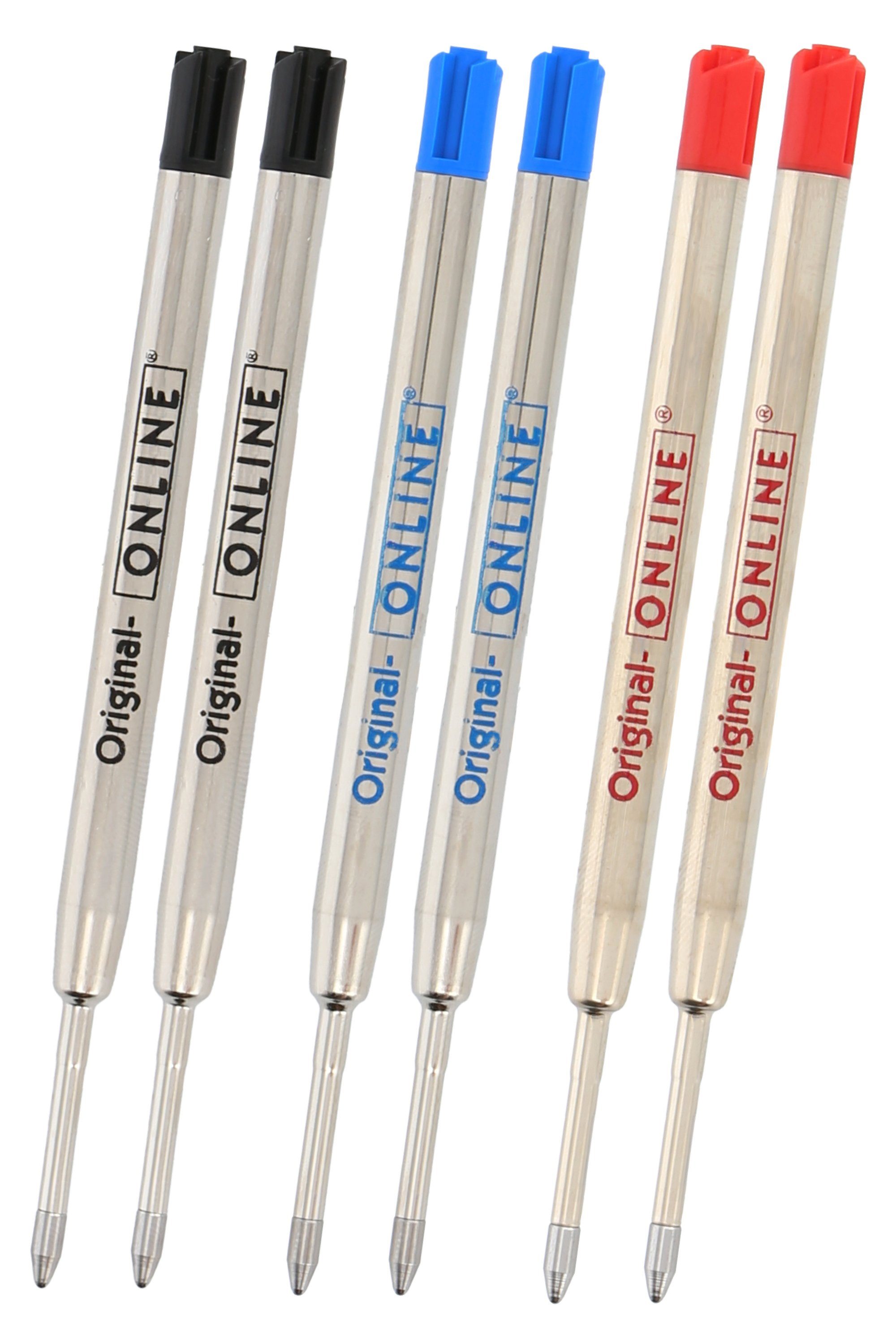 Online Pen Kugelschreiber Kugelschreiberminen, G2-Format, für Standard-Kugelschreiber, hergestellt in der Schweiz blau, schwarz, rot