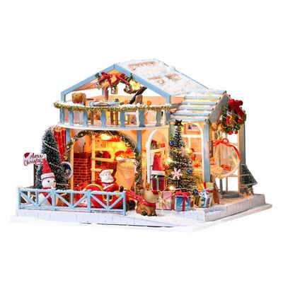 Cute Room 3D-Puzzle 3D-Puzzel DIY Holz Miniaturhaus Weihnachtshaus, Puzzleteile, 3D-Puzzle, Miniaturhaus, Maßstab 1:24, Modellbausatz zum basteln