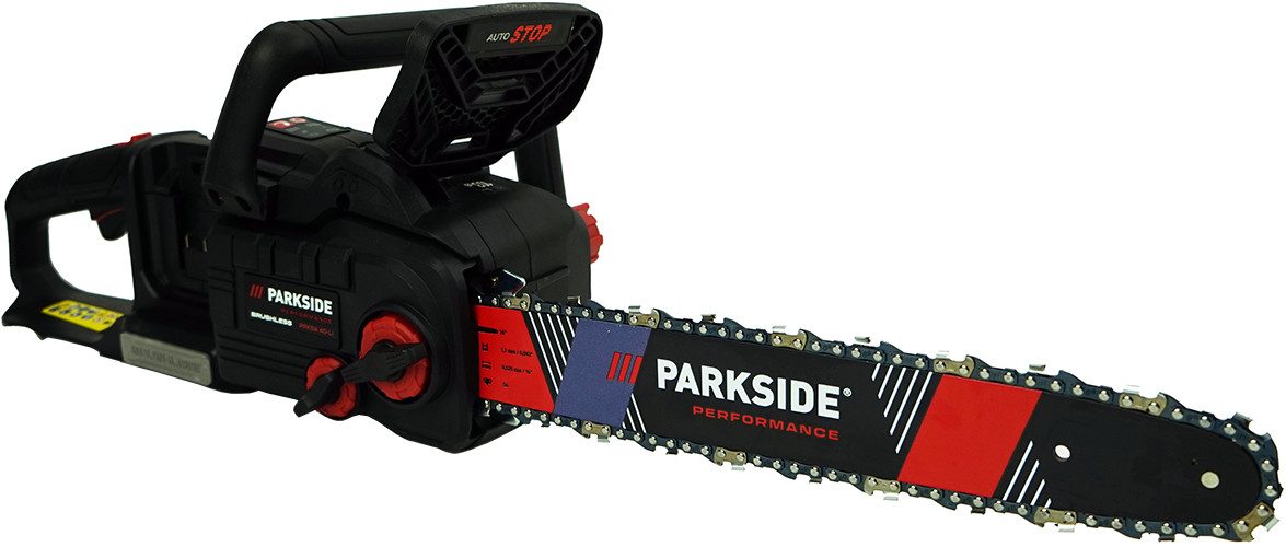 PARKSIDE PERFORMANCE® Akku-Kettensäge 40V Akku Kettensäge PPKSA 40-Li B2 (ohne Akkus), 45,5 cm Schwertlänge, 2-Hand-Schutzschalter mit Ketten-Sofortstopp (0,12 Sek)
