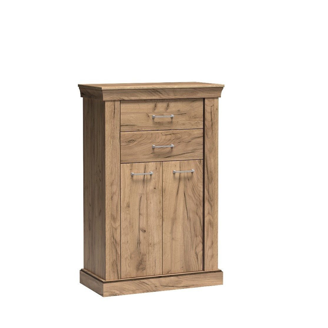 Masseno Kommode DESIO 82 cm Sideboard mit 2 Schubladen und 2 Türen Eichefarben