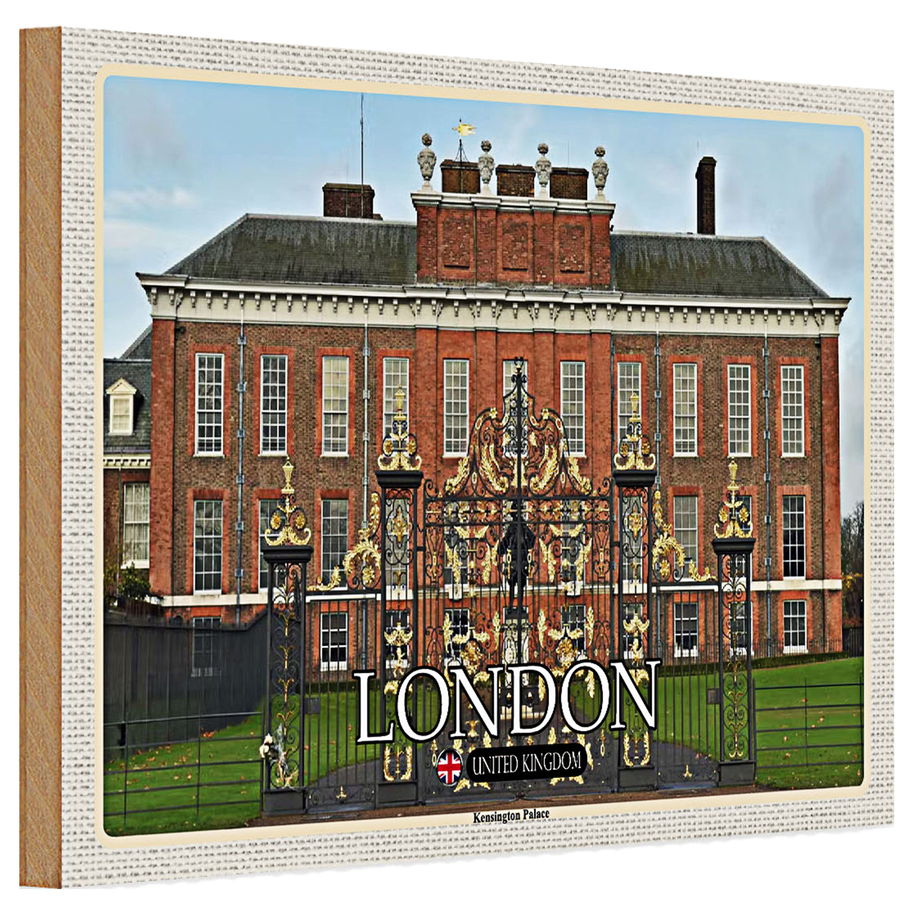 Roomando Holzbild Holzschild Städte London England Kensington Palace 30x20cm