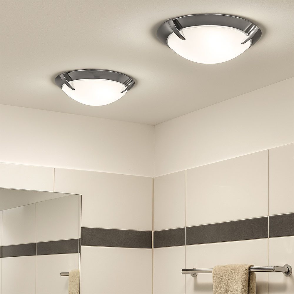 etc-shop LED Deckenleuchte, LED-Leuchtmittel fest verbaut, Warmweiß, Deckenleuchte Glas Küchenleuchte LED Deckenlampe chrom Badezimmer 2x