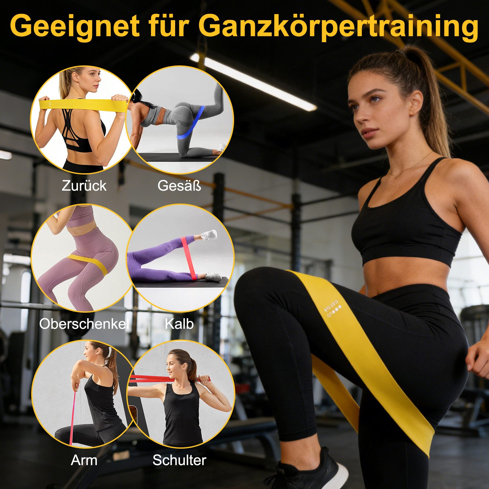 inschimmer Trainingsbänder Fitnessbänder 5er-Set Widerstandsbänder für Yoga Pilates Muskelaufbau