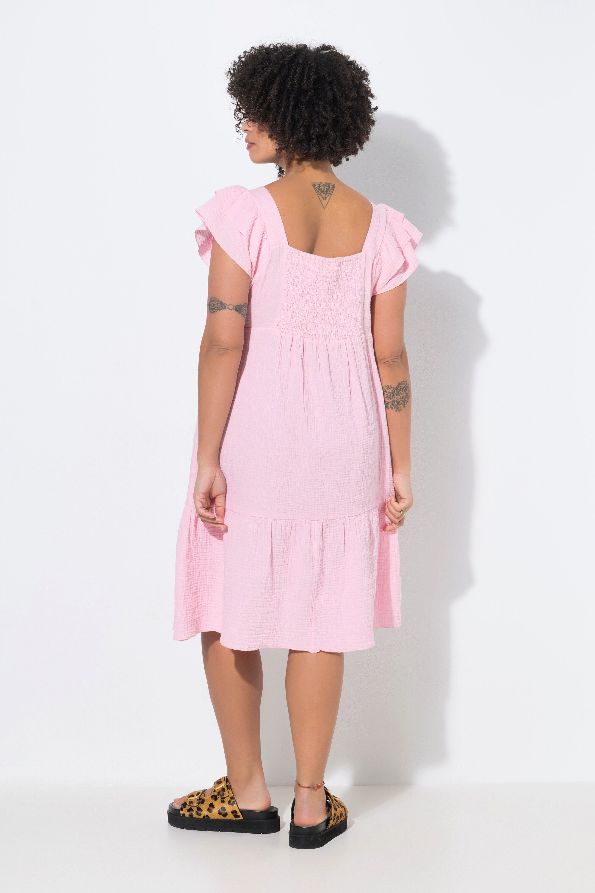 Angel of Style Jerseykleid Musselinkleid Carree-Ausschnitt Volants