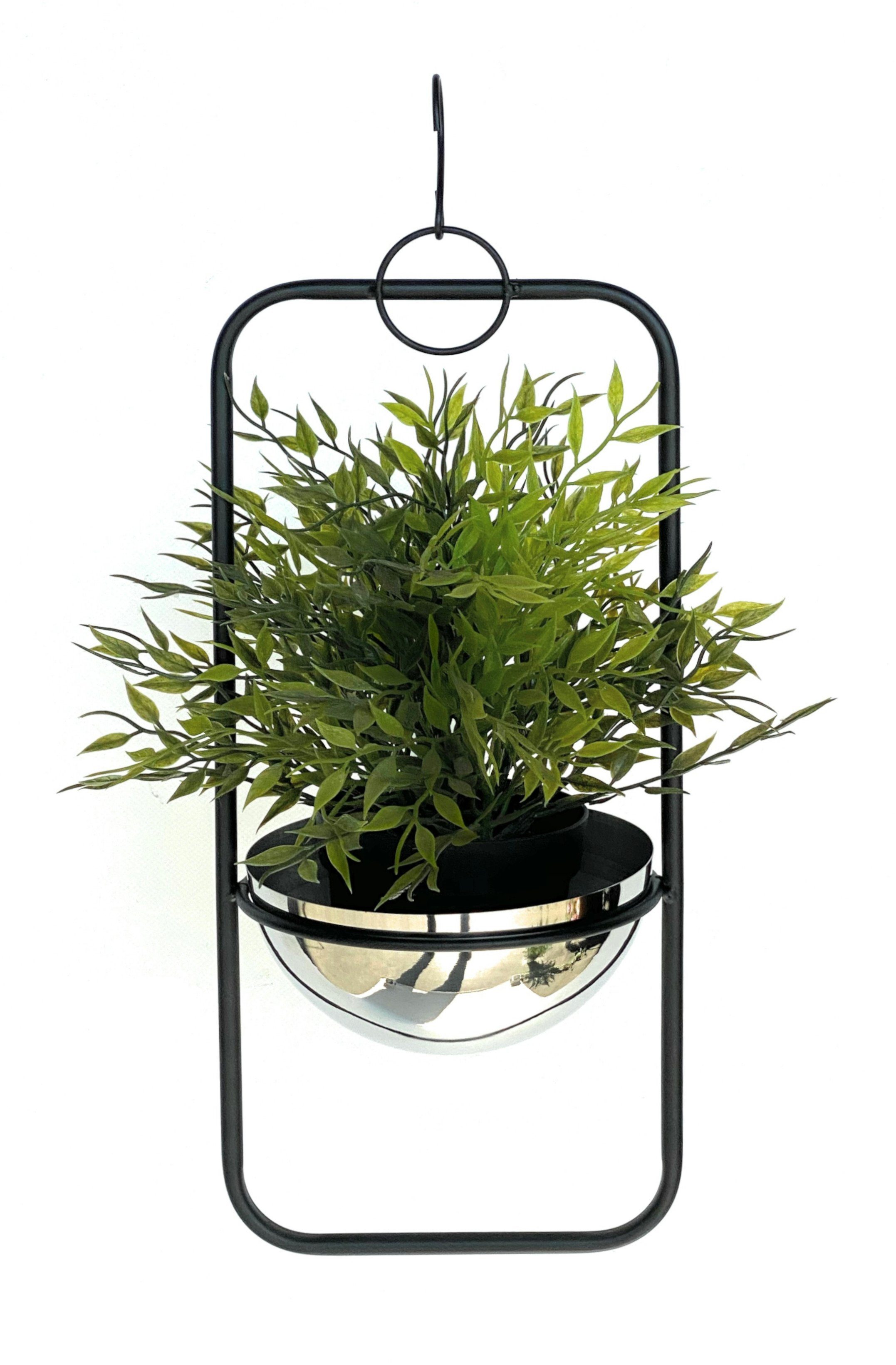 Blumenampel Innen Metall Wand Hängepflanzen 96083 mit Topf Silber