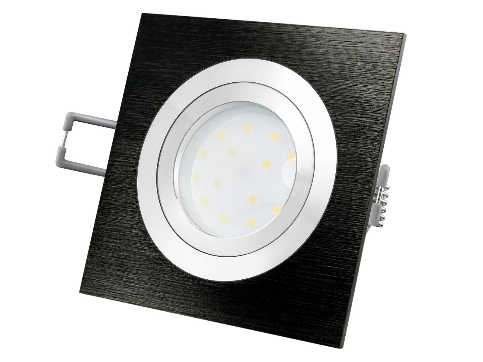 SSC-LUXon LED Einbaustrahler QF-2 LED-Einbauleuchte mit Alu schwenkbar flach schwarz Warmweiß LED-Modul