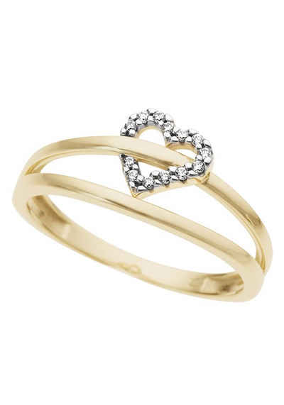 Firetti Diamantring Schmuck Geschenk Gold 333 Damenring Goldring Diamant Herz, mit Brillanten