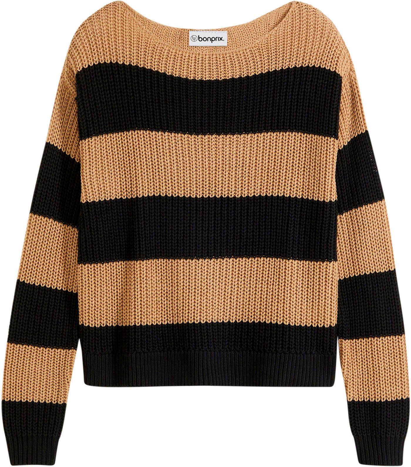 bonprix Strickpullover aus Baumwolle und Polyacryl, mit U-Boot Ausschnitt