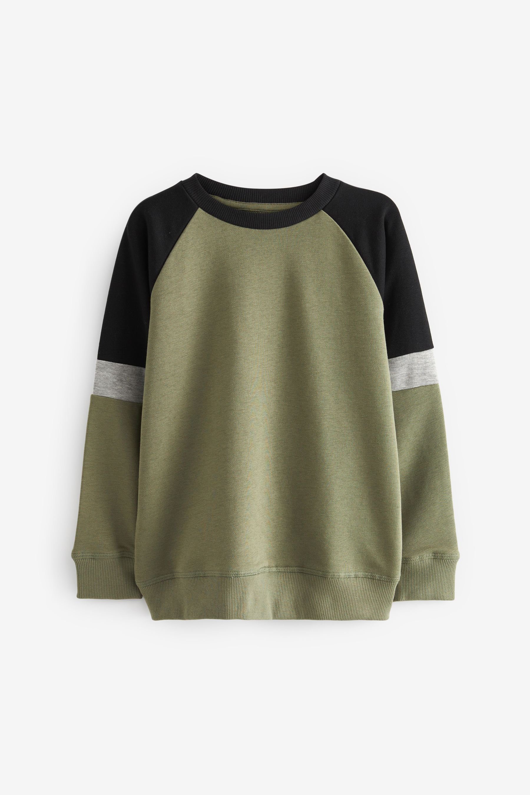 Next Sweatshirt Langarmshirt mit Raglanärmeln (1-tlg) Khaki Green