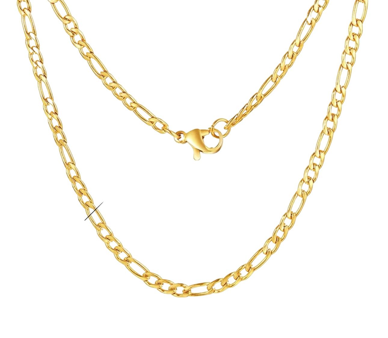 Karisma Schmuck Kette ohne Anhänger Vergoldene kette Männer/Frauen Edelstahl Figarokette Hip Hop/Rapper, /Halsschmuck Dünn 3,5mm Breite/Frauenschmuck Herrenschmuck