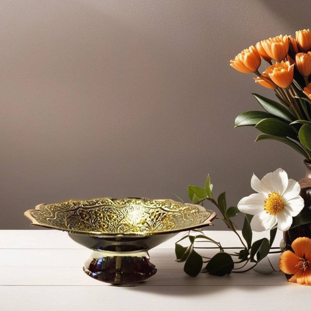 Marrakesch Orient & Mediterran Interior Dekoschale Orientalische Indische Messingschale Rayhan (1 St), Handarbeit