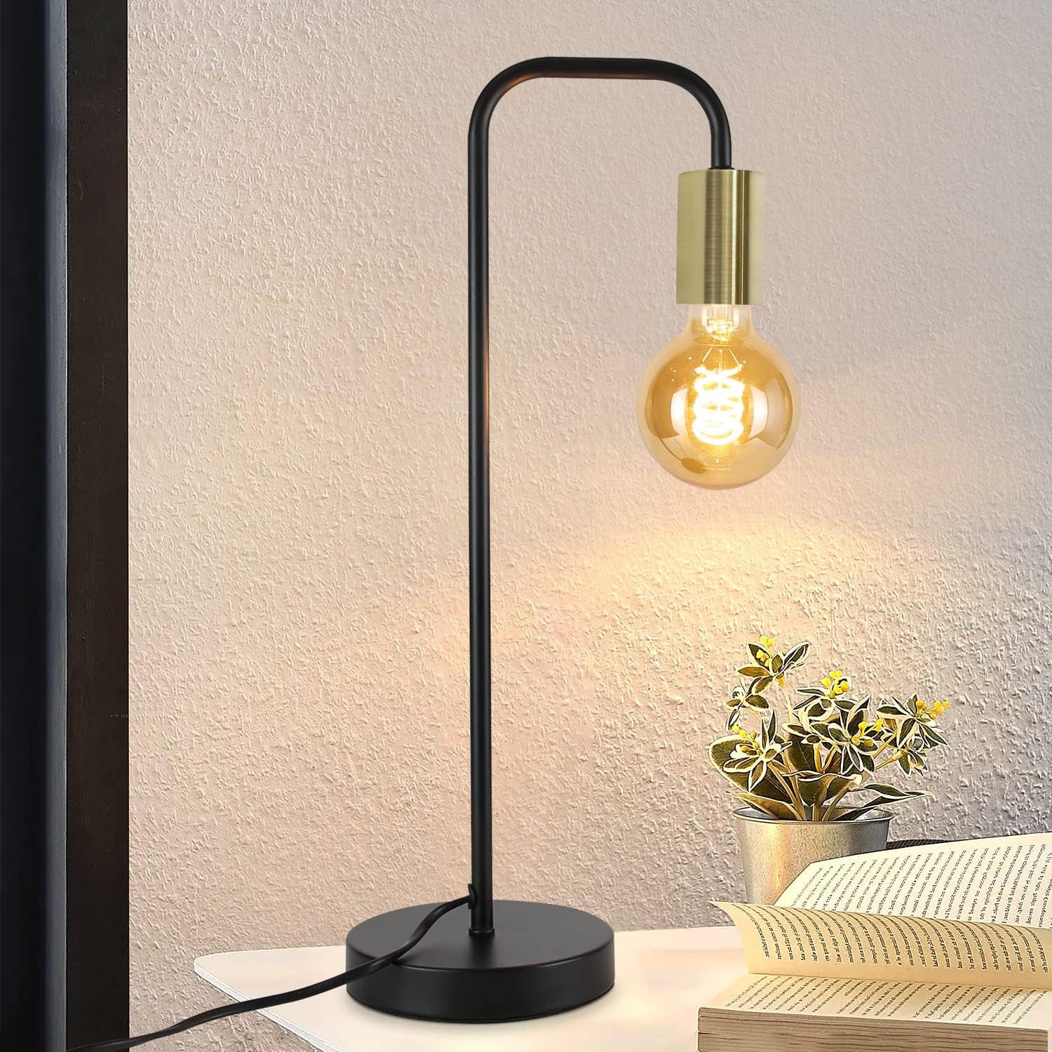 ZMH Tischleuchte Vintage Nachttischlampe Schwarz-Gold - E27, ohne Leuchtmit günstig online kaufen