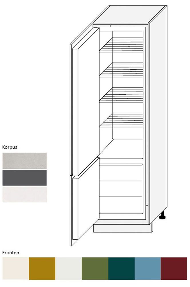 1027 Front- wählbar und RAL 60cm 2-türig Kühlumbauschrank currygelb Feldmann-Wohnen (Rimini) matt Korpusfarbe Rimini