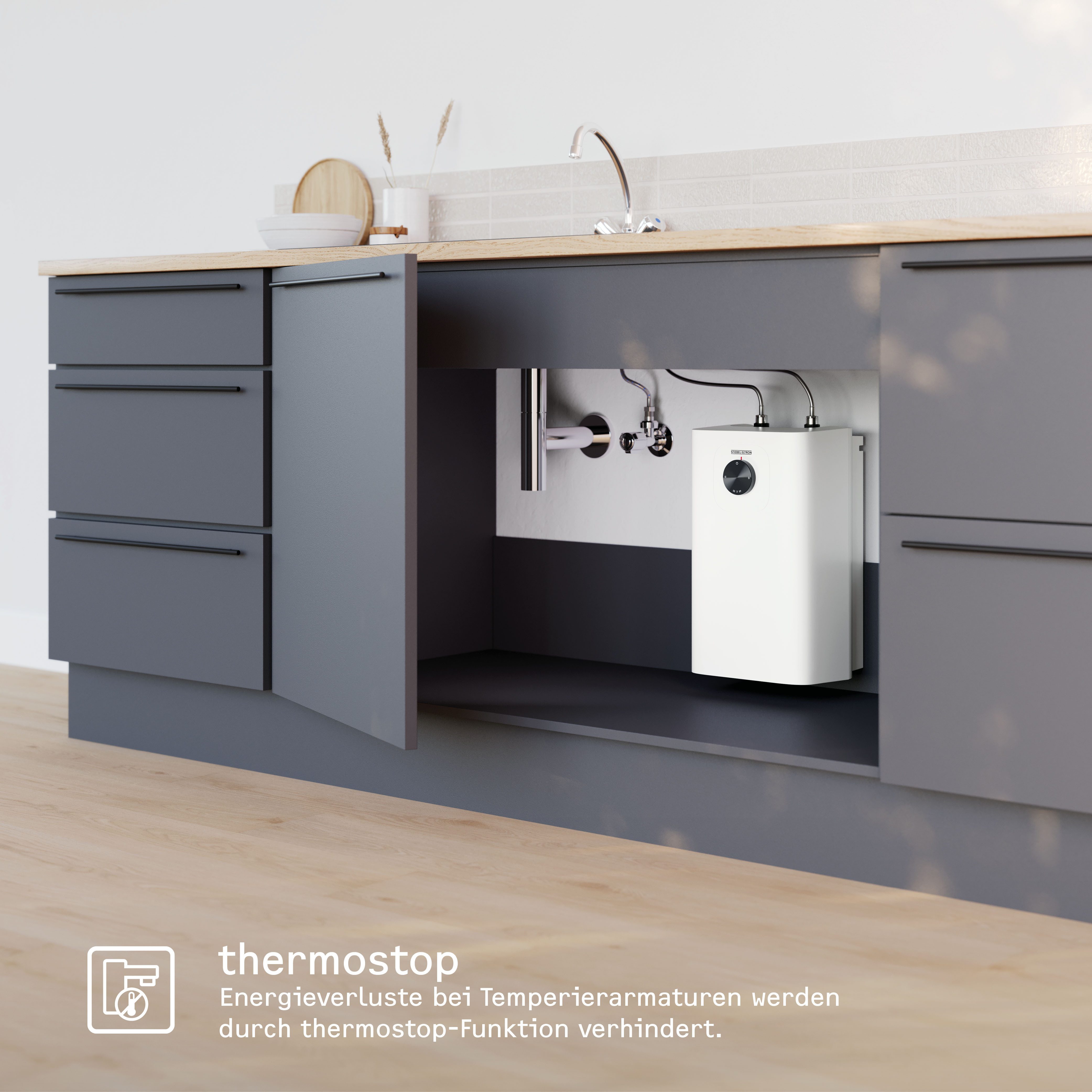 STIEBEL ELTRON Kleinspeicher UFP 5 Trend, Untertischboiler 5 Liter, (max. 85°C), Niederdruck, mit Stecker