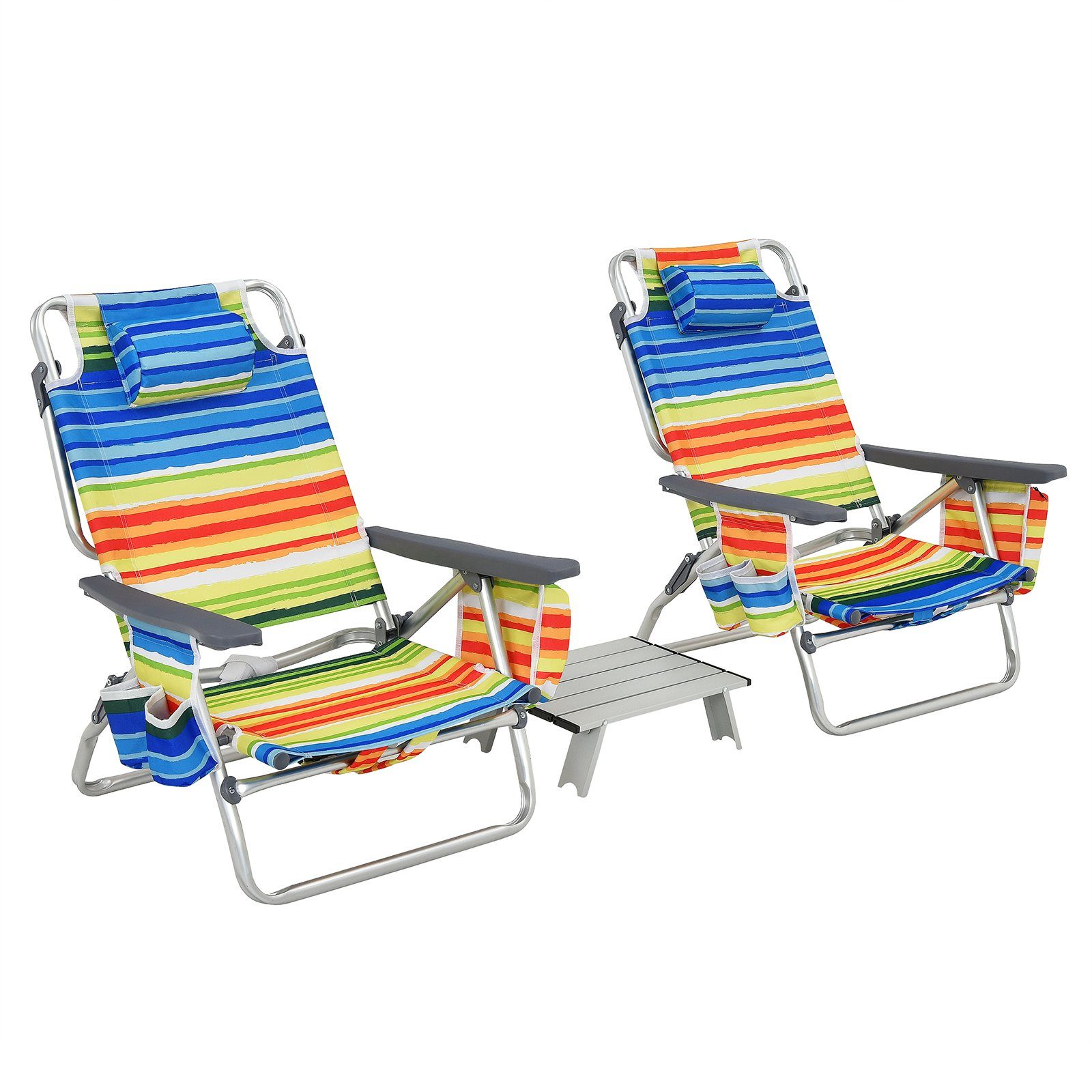 COSTWAY Campingstuhl Strandstühle mit Tisch (3 günstig online kaufen