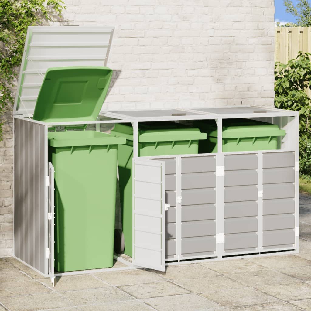vidaXL Mülltonnenbox NA Mülltonnenverkleidung aus Stahl für 3 Tonnen Grau 216x81x115 cm eBa