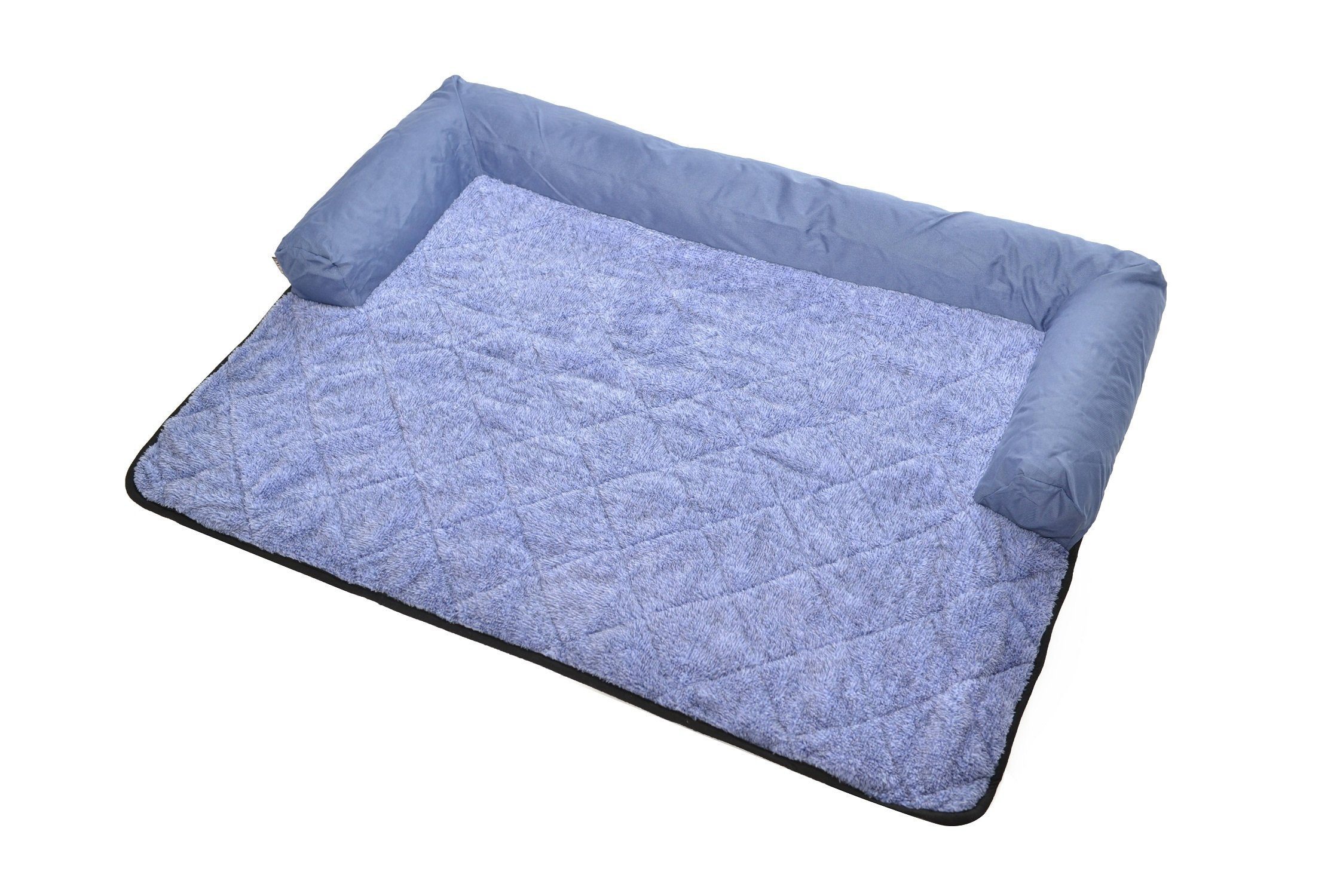 RAIKOU Hundematte Hundebett mit Lehne Waschbares Hundekissen mit Sofaschutz Hundesofa, 100 % Polyester(Teddy-Fleece), Weiches Teddy-Fleece Abnehmbarer Bezug