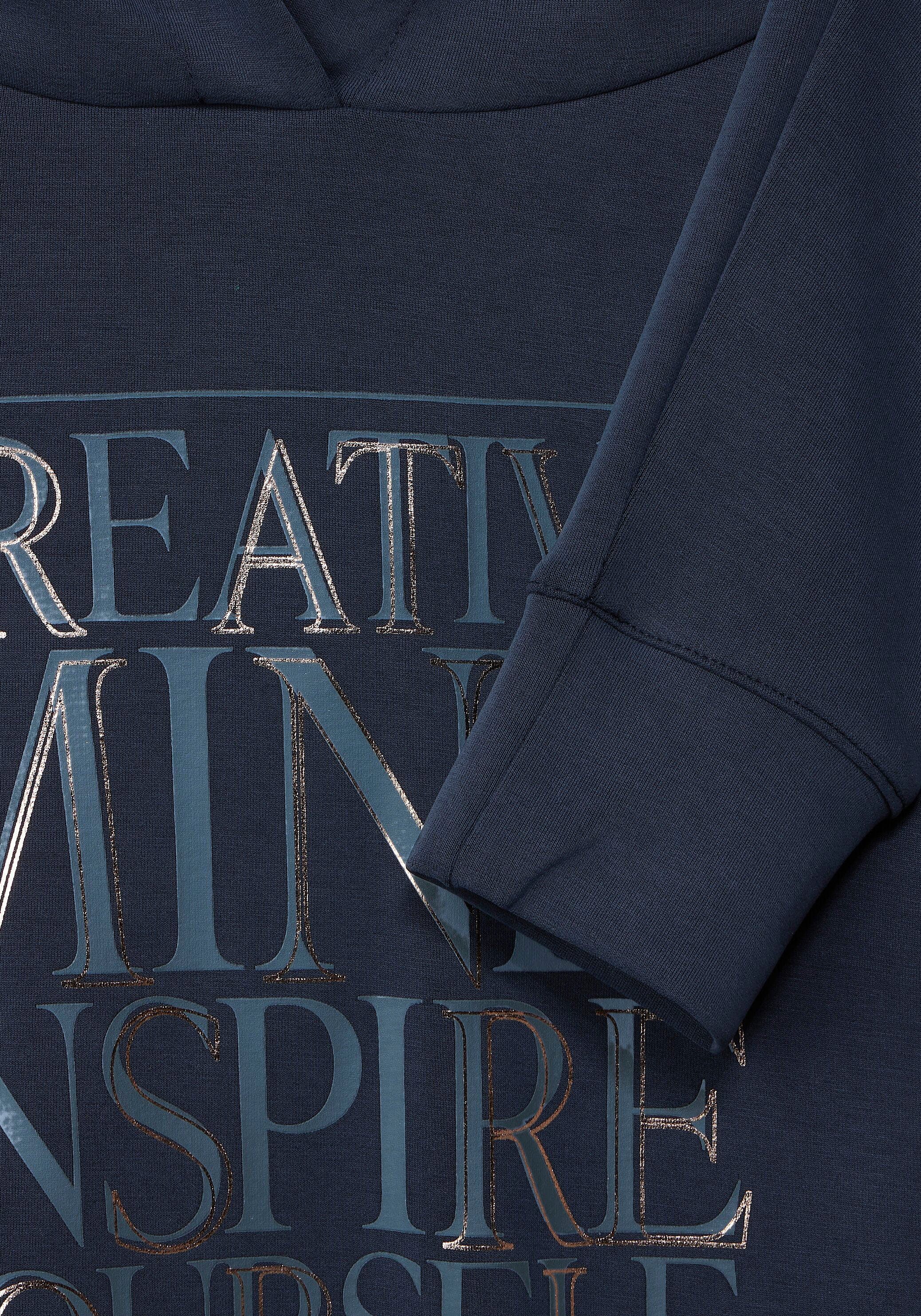 ONE Wording-Print blue "Creative STREET deep großem Mind" mit Kapuzenshirt